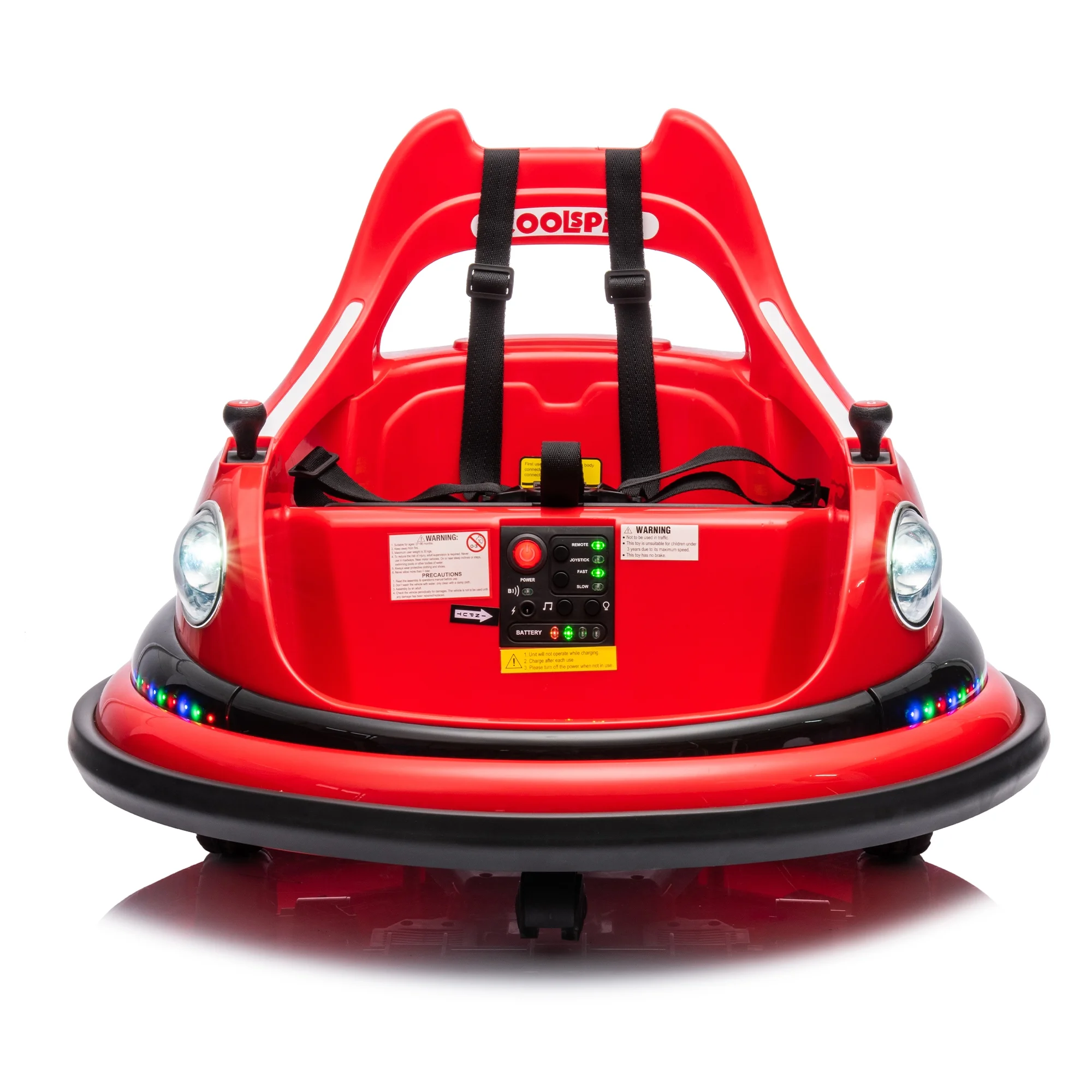 12v Bumper Car Ride On, Bumper Car For Toddlers 1.5-5 with Remote Control, LED Lights, Bluetooth & 360 Degree Spin, 2-Speeds, ASTM Certified Electric Car for Kids-Bumping Toy(Red)