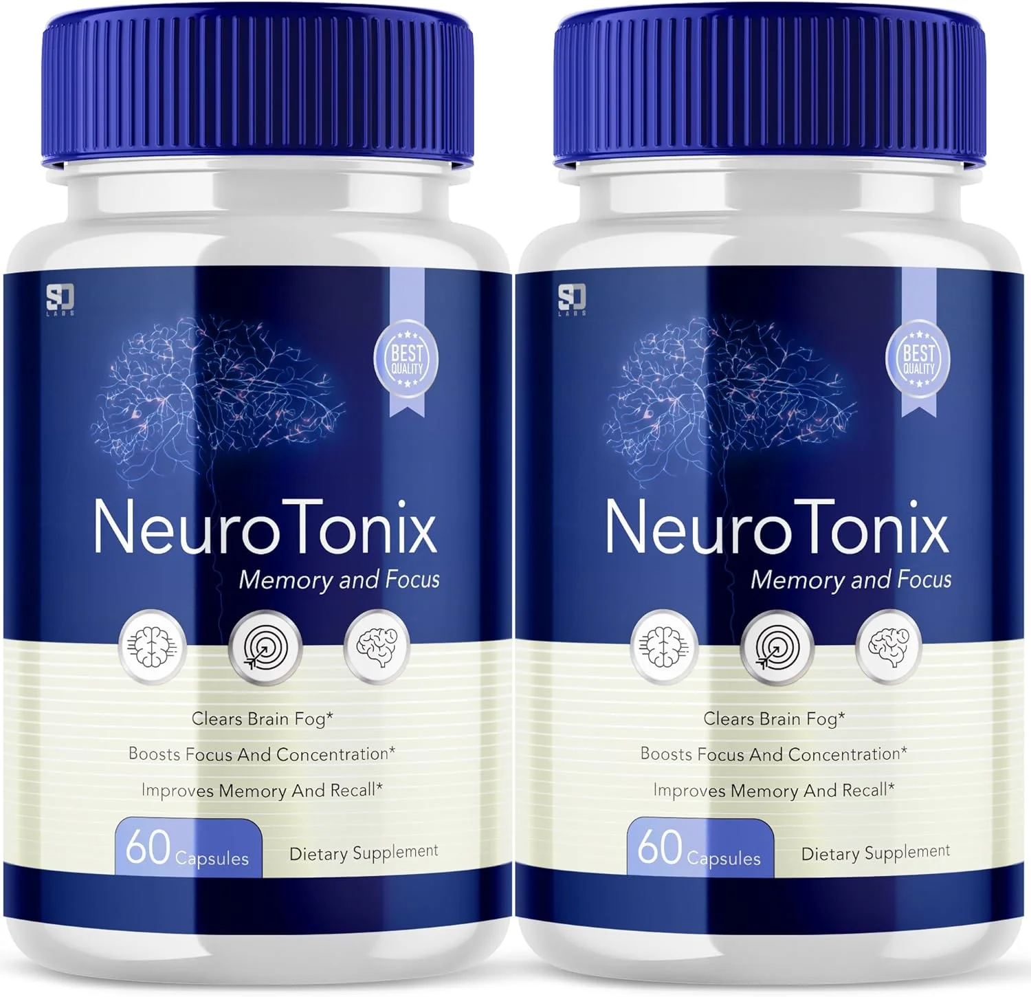 (2 Pack) NeuroTonix - Neuro Tonix - Memory Booster Dietary Supplement for Focus, Memory, Clarity, & Energy - Advanced Cognitive Formula for Maximum Strength - 120 Capsules