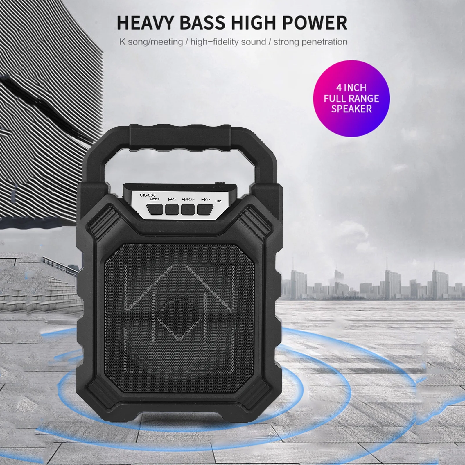 OWSOO Portable BT Karaoke Machine Rechargeable Cordless Outdoor Speaker Battery Powered with Microphone & Microphone System for Home Outdoor Gym Party Singing Dancing Camping