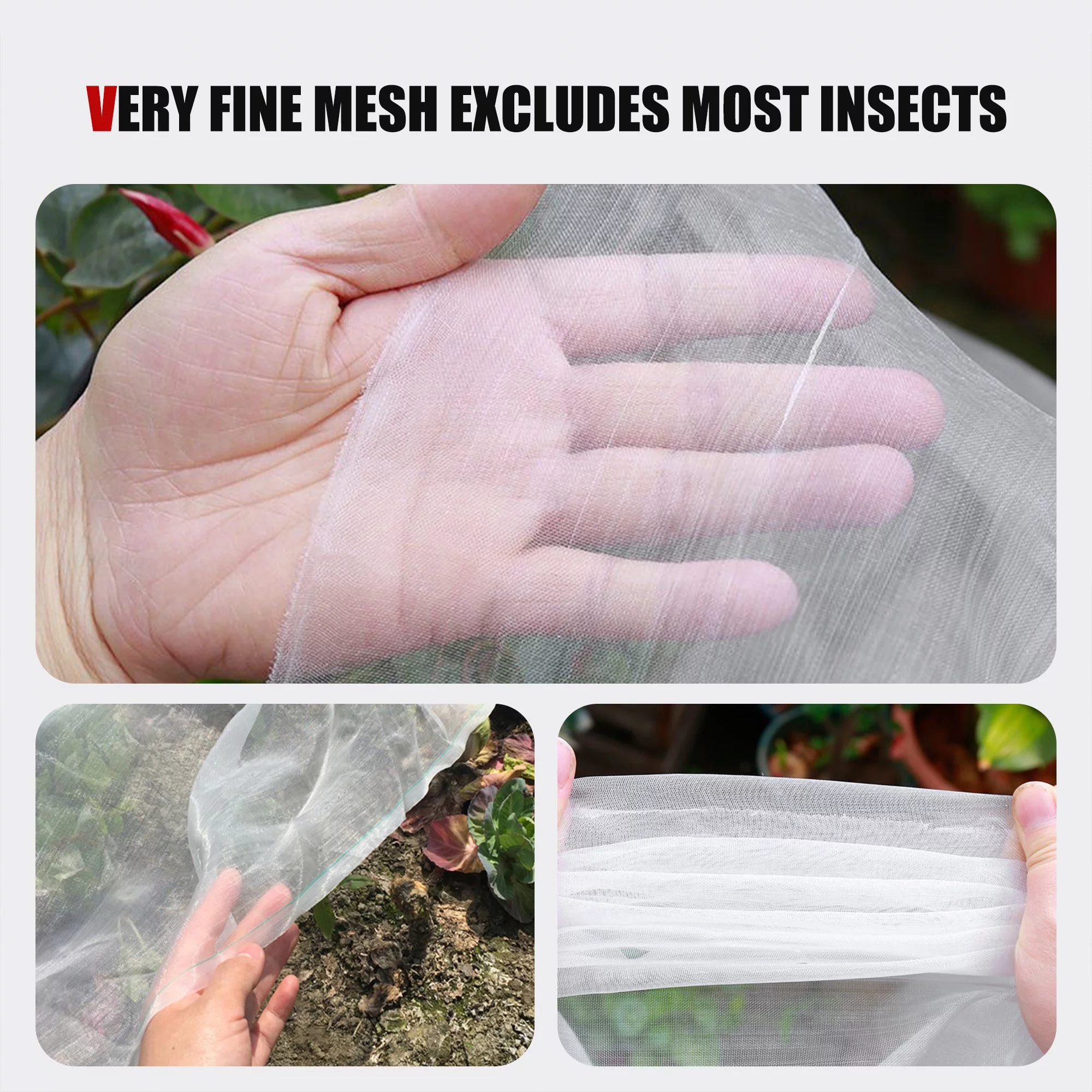 Garden Mesh Netting Kit, Plant Covers 6.5x20 Ft Ultra Fine Mesh Netting for Vegetable Plants Fruits Flowers Crop Greenhouse Row Cover Birds Animals Barrier Protection Net