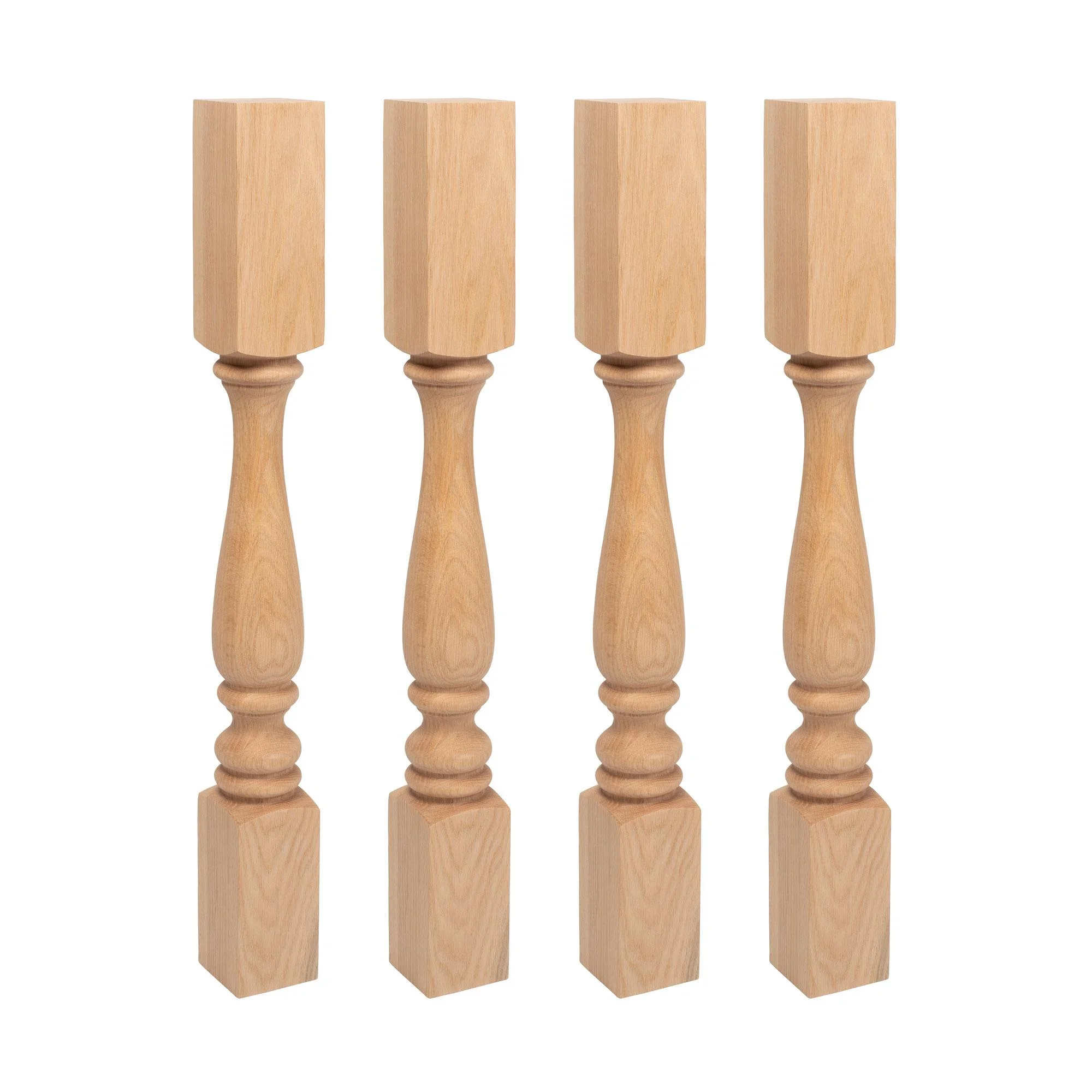 Designer's Edge Millwork 35-1/4 in. High x 3-3/4 in. Wide x 3-3/4 in. Depth Unfinished North American Solid Red Oak Plain Full Round Kitchen Island Leg 4 Pack