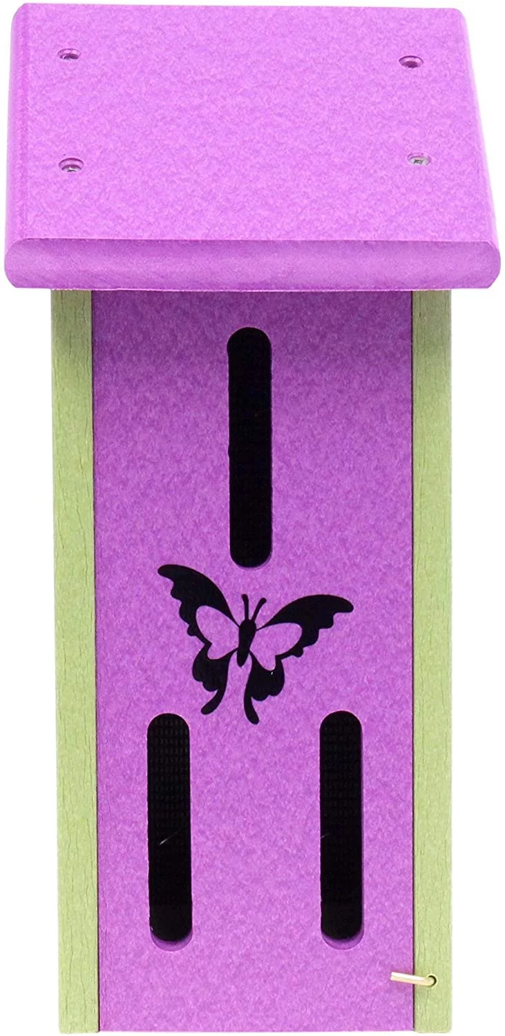 Amish-Made Butterfly House, Eco-Friendly Poly Lumber Purple/Lime Green