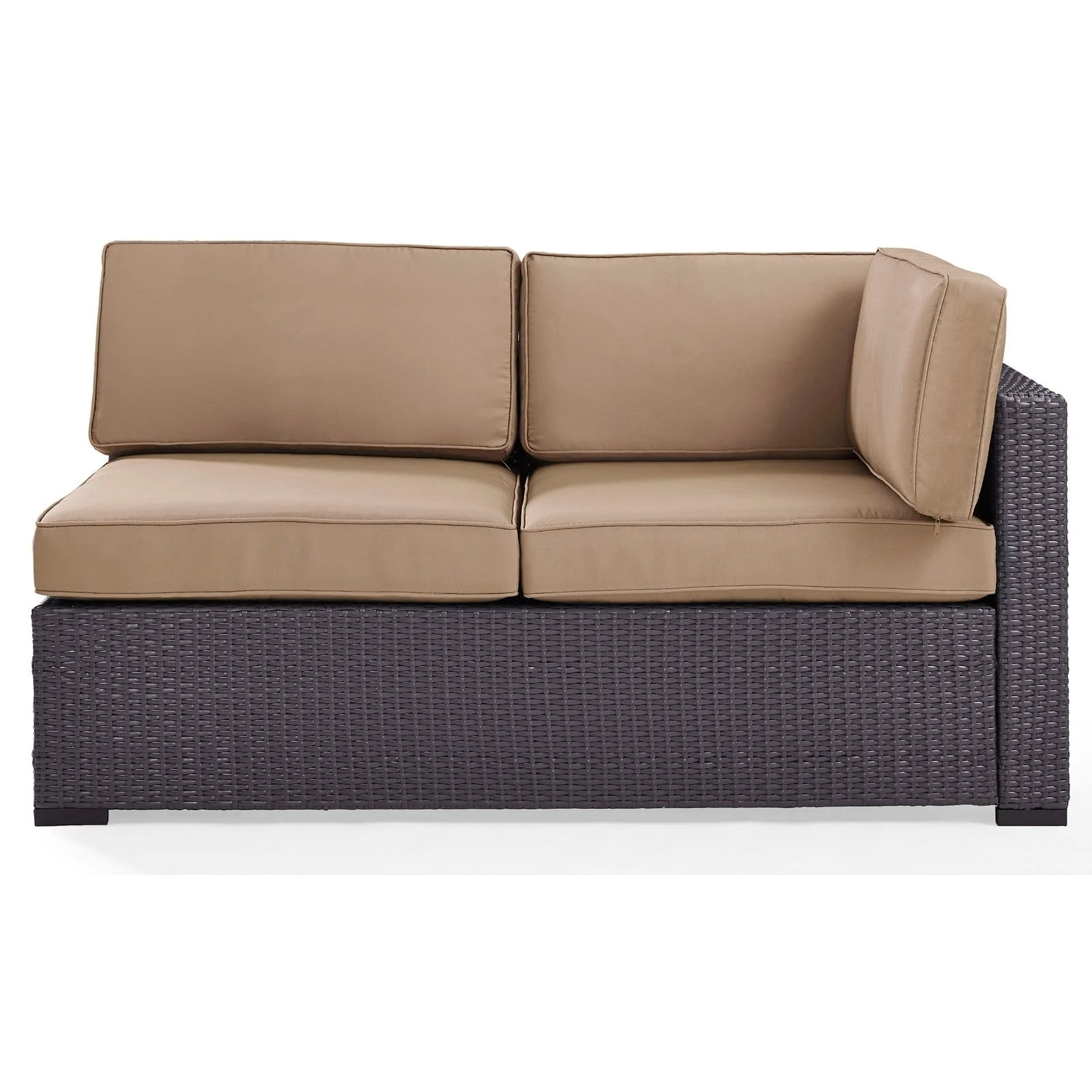 Crosley Furniture Biscayne Wicker / Rattan Patio Loveseat in Brown and Mocha