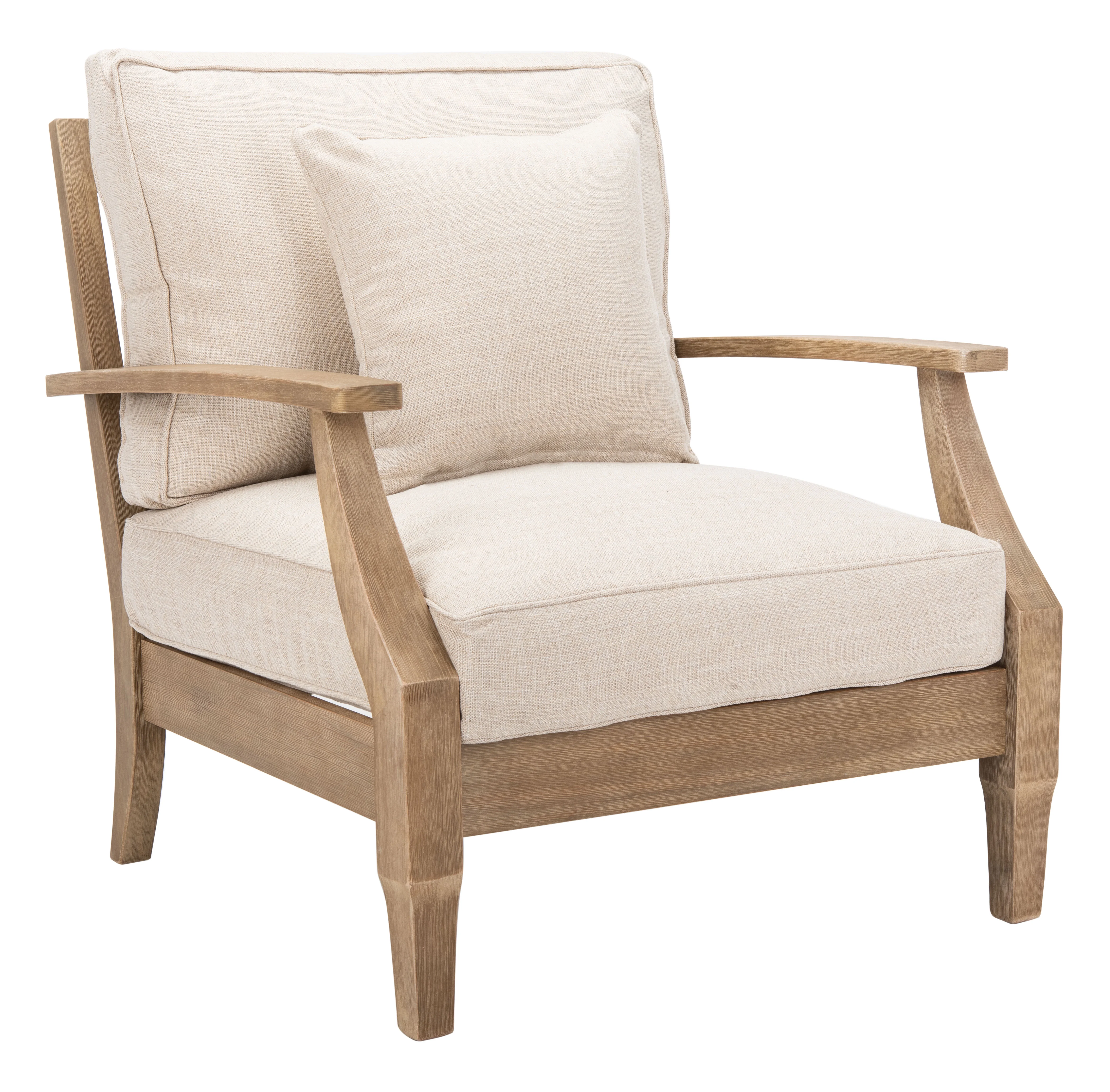 SAFAVIEH Couture Martinique Coastal Eucalyptus Wood Solid Armchair, Natural/Beige