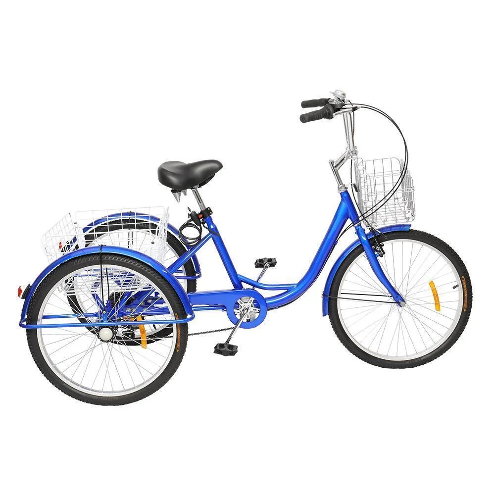 Adult Tricycles 7 Speed, 3 Wheel Bikes Adult Trikes 24 In Three-Wheeled Bicycles