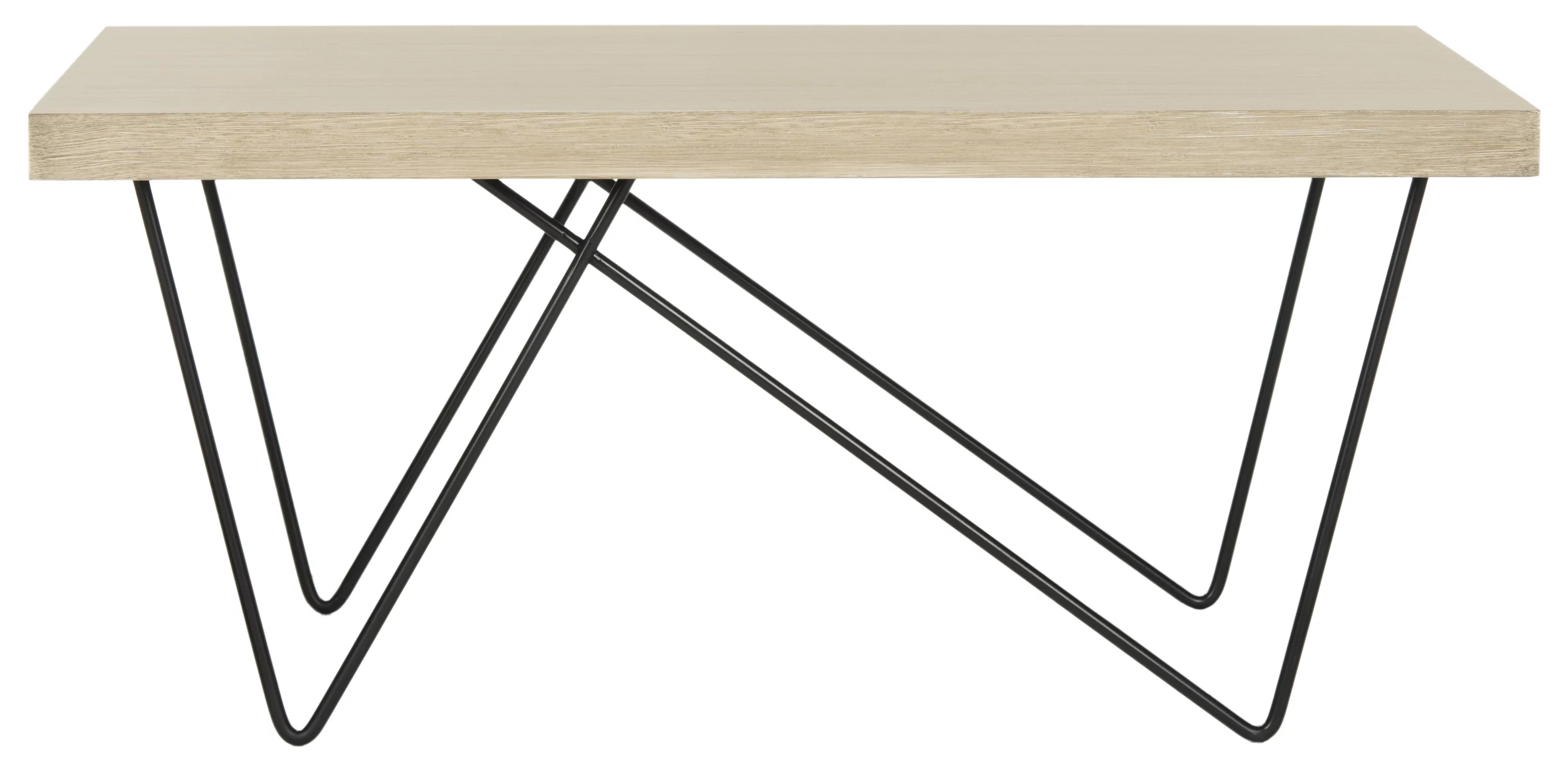 SAFAVIEH Amos Rectangular Retro Mid Century Wood Coffee Table, Light Grey/Black