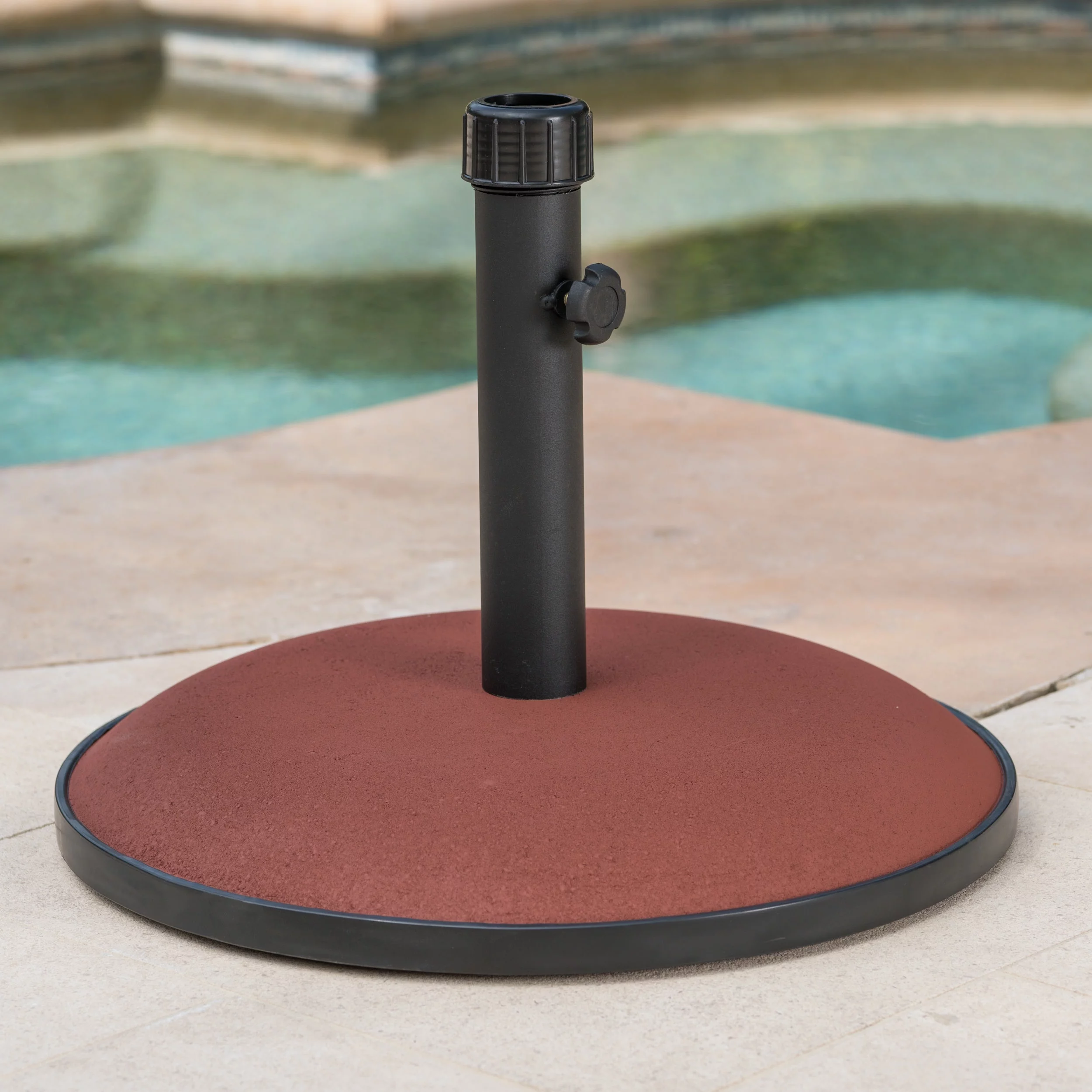 Noble House 33 lbs Teracotta Round Iron and Concrete Patio Umbrella Base