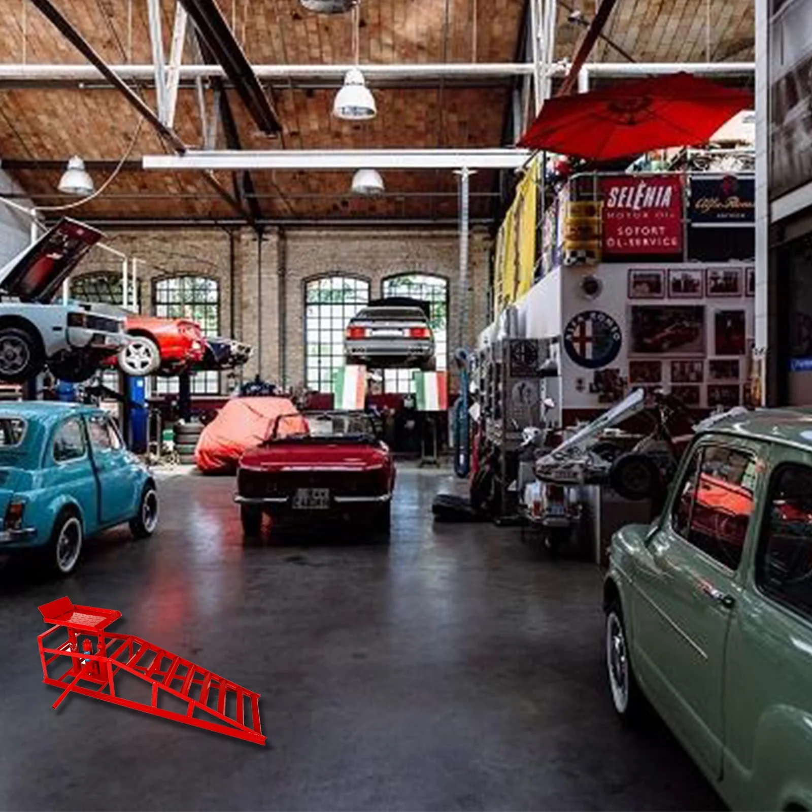 Confote Car Ramps, 2PCS 5T 10000lbs Portable Heavy Duty Hydraulic Car Ramps, Lift Ramp for Truck Vehicle Auto Garage Repair Red