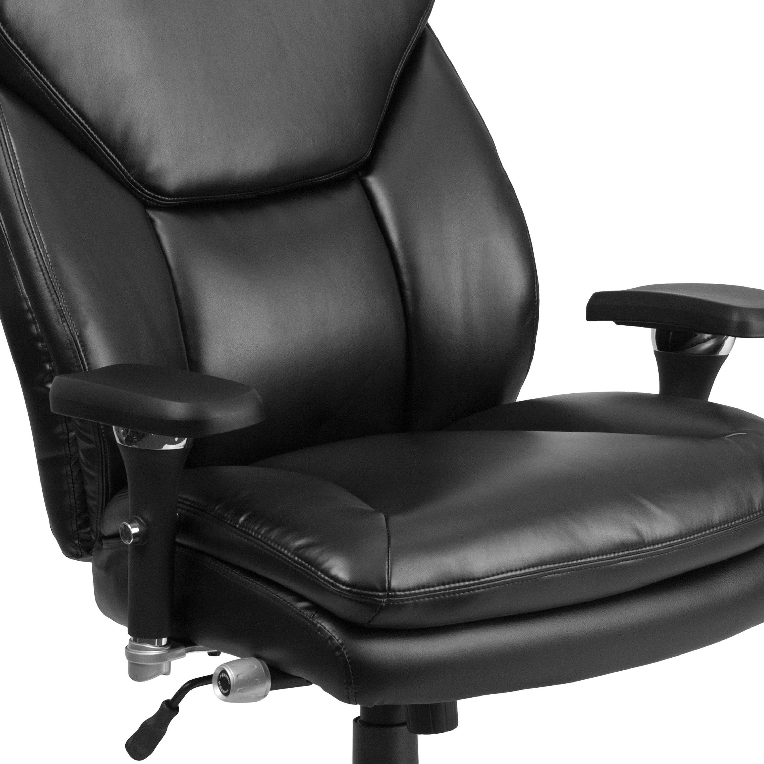 Emma + Oliver 24/7 400 lb. High Back Black LeatherSoft Ergonomic Office Chair with Lumbar Knob