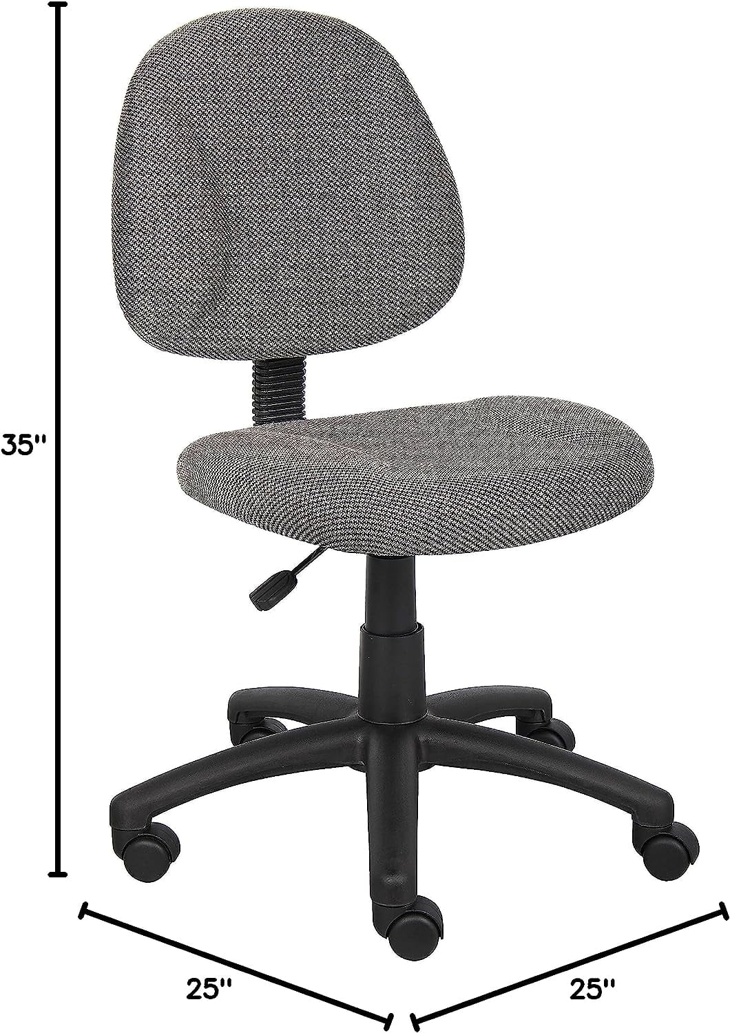 Perfect Posture Delux Fabric Task Chair without Arms in Grey