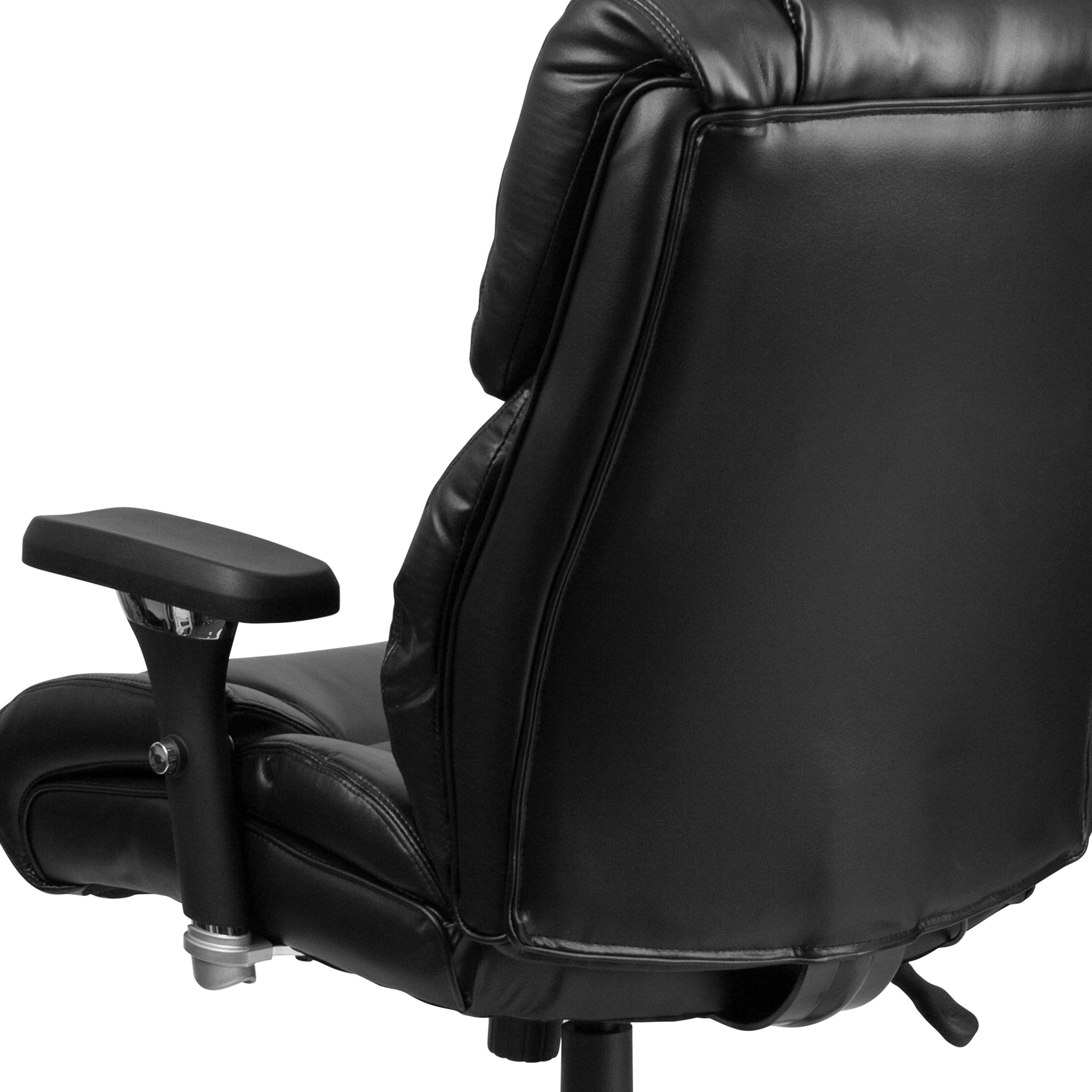 Emma + Oliver 24/7 400 lb. High Back Black LeatherSoft Ergonomic Office Chair, Lumbar Knob