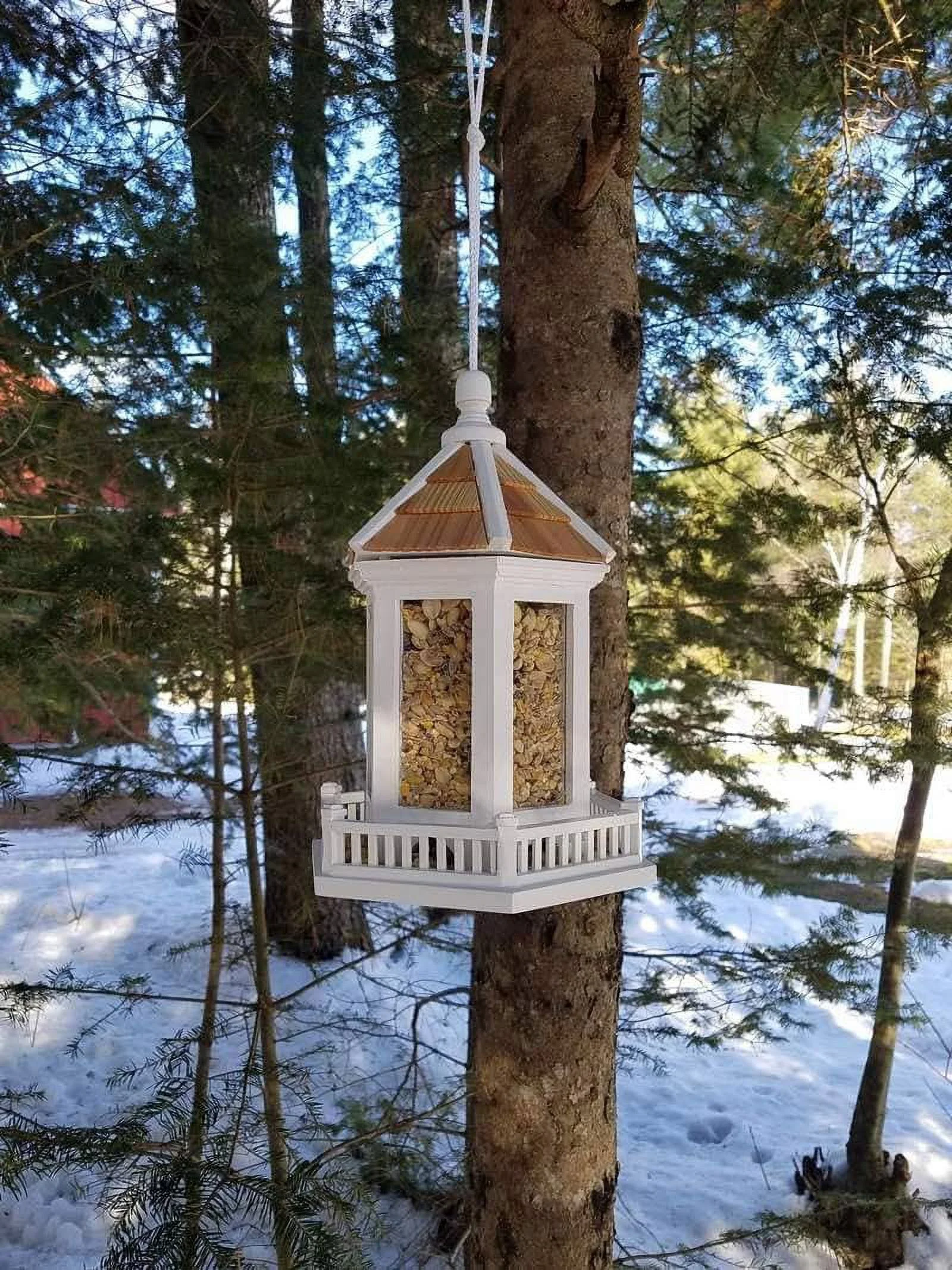 Home Bazaar Gazebo Bird Feeder, White