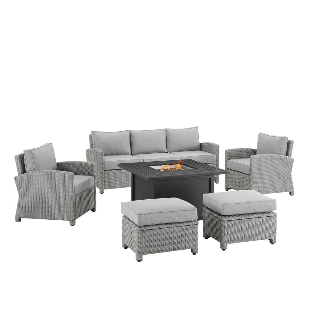 Crosley Furniture Bradenton 6-piece Metal Outdoor Sofa Set in Gray