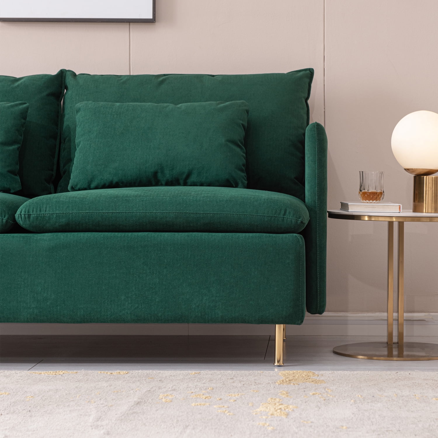 DeeHome Modern Upholstered Loveseat Sofa,Emerald Cotton Linen---63.8