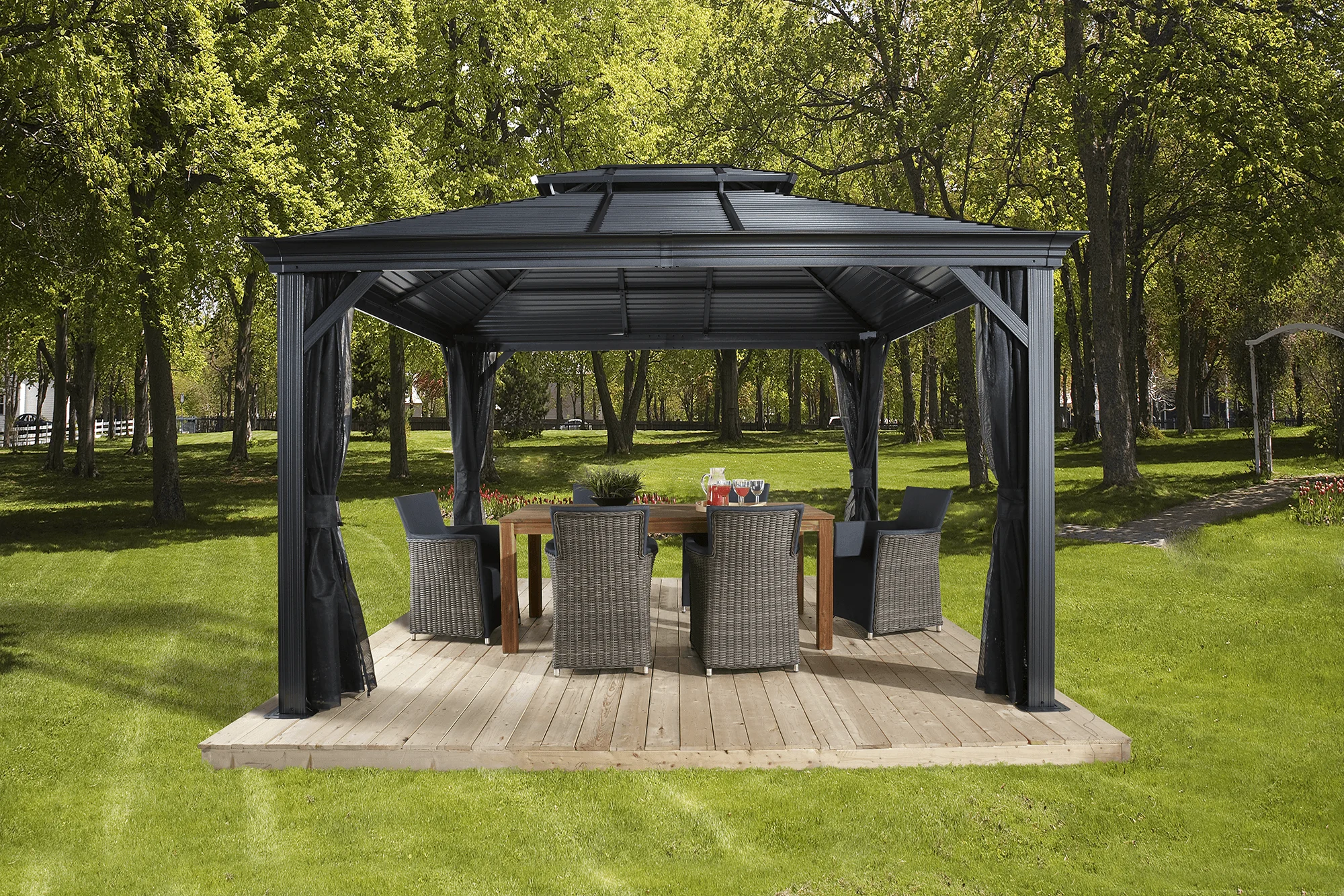 Sojag Mykonos II 12' x 11' Hardtop Gray Rectangle Gazebo