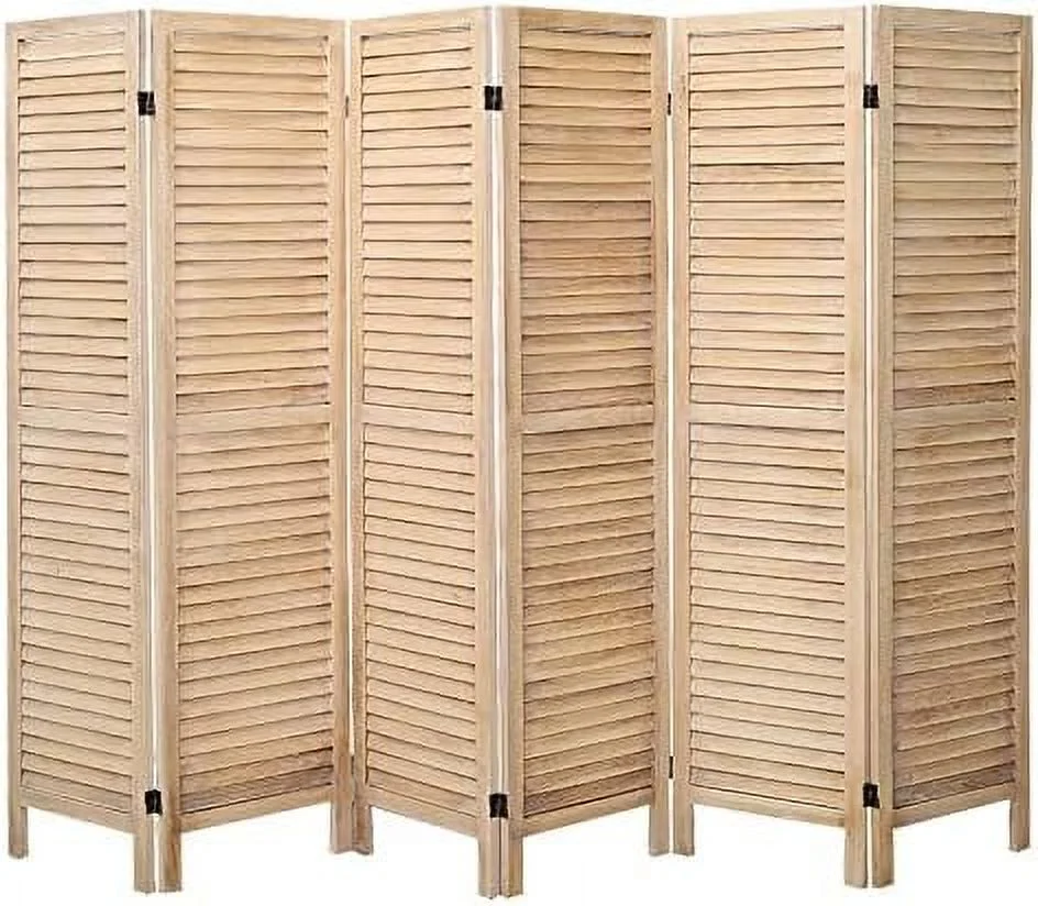 NLIBOOMLife 4 Panel Louver Room Divider  5.6ft Tall Wood Partition Room Dividers and Folding Privacy Screens  Freestanding Room Separators Divider Wall  Natural