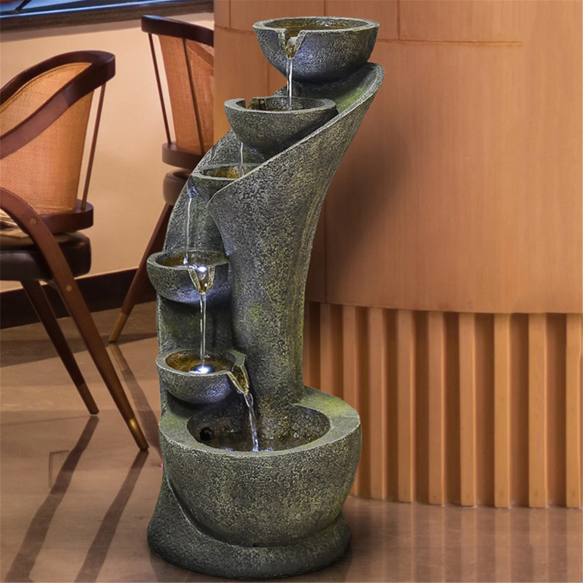 Outdoor Garden Fountain with LED Lights, 23.6