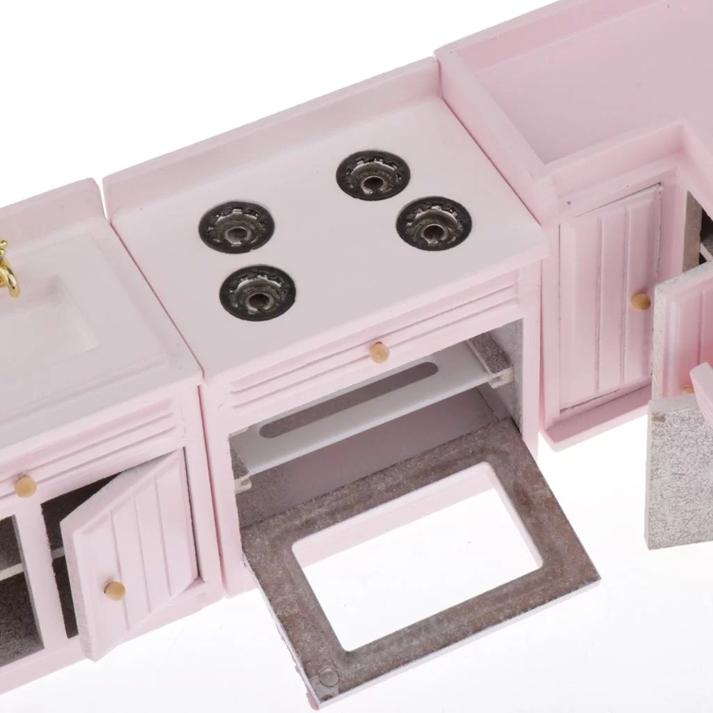 Dollhouse Miniature Kitchen Furniture Cabinet Sink Set 1:12 Scale Model, Doll House Furnishings and Pretend Play Toy