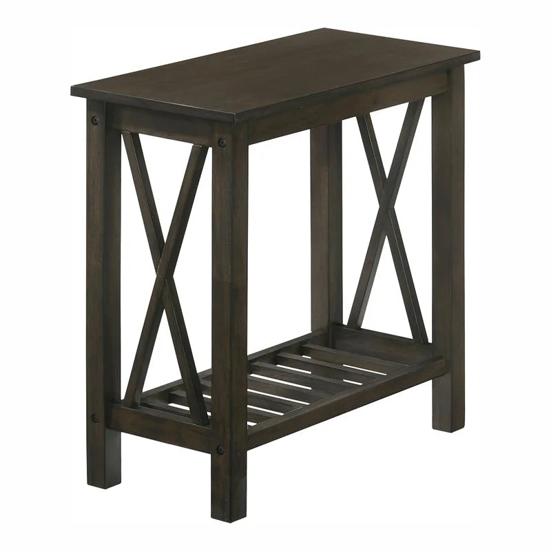 Home Square Quint Contemporary Wood Side Table in Dark Gray - Set of 2