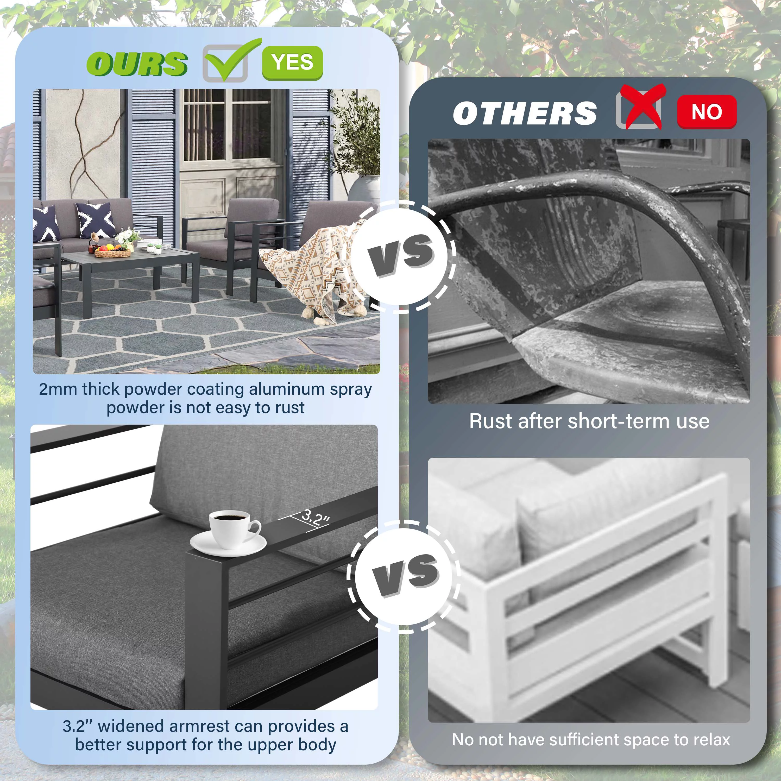 PAOLFOX 5 Piece Aluminum Patio Furniture Set