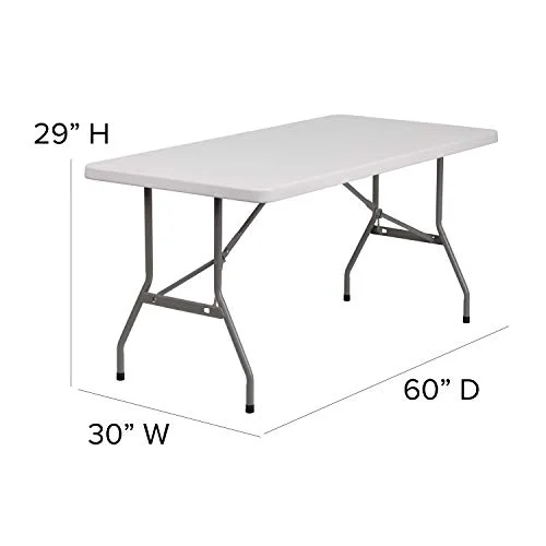 EMMA + OLIVER 5-Foot Granite White Plastic Folding Table - Banquet/Event Folding Table
