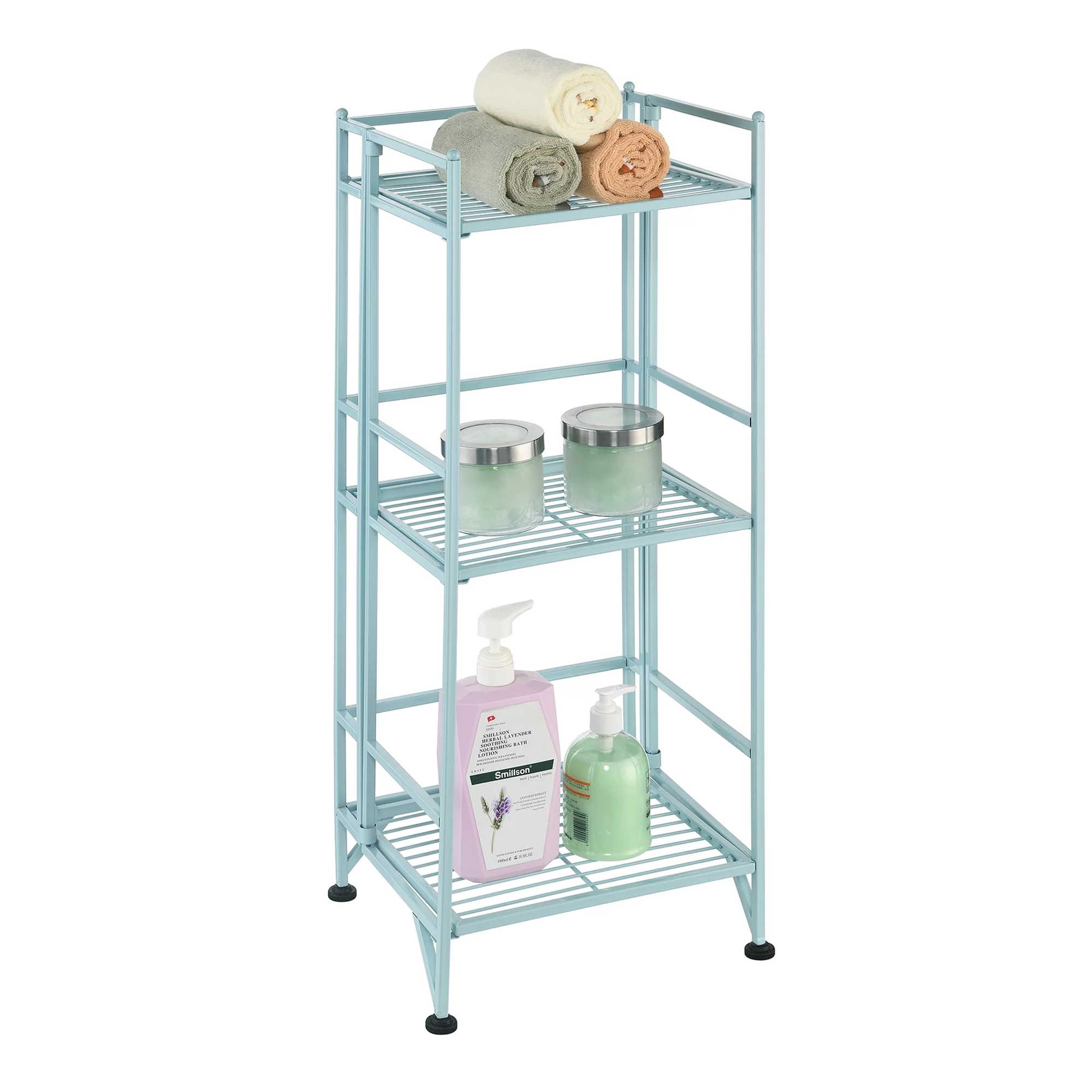 Convenience Concepts Xtra Storage 3 Tier Folding Metal Shelf, Sea Foam