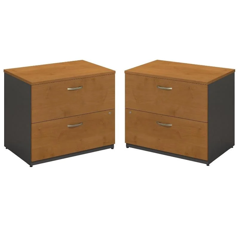 Home Square 2 Piece Wood Filing Cabinet Set with 2 Drawer in Natural Cherry