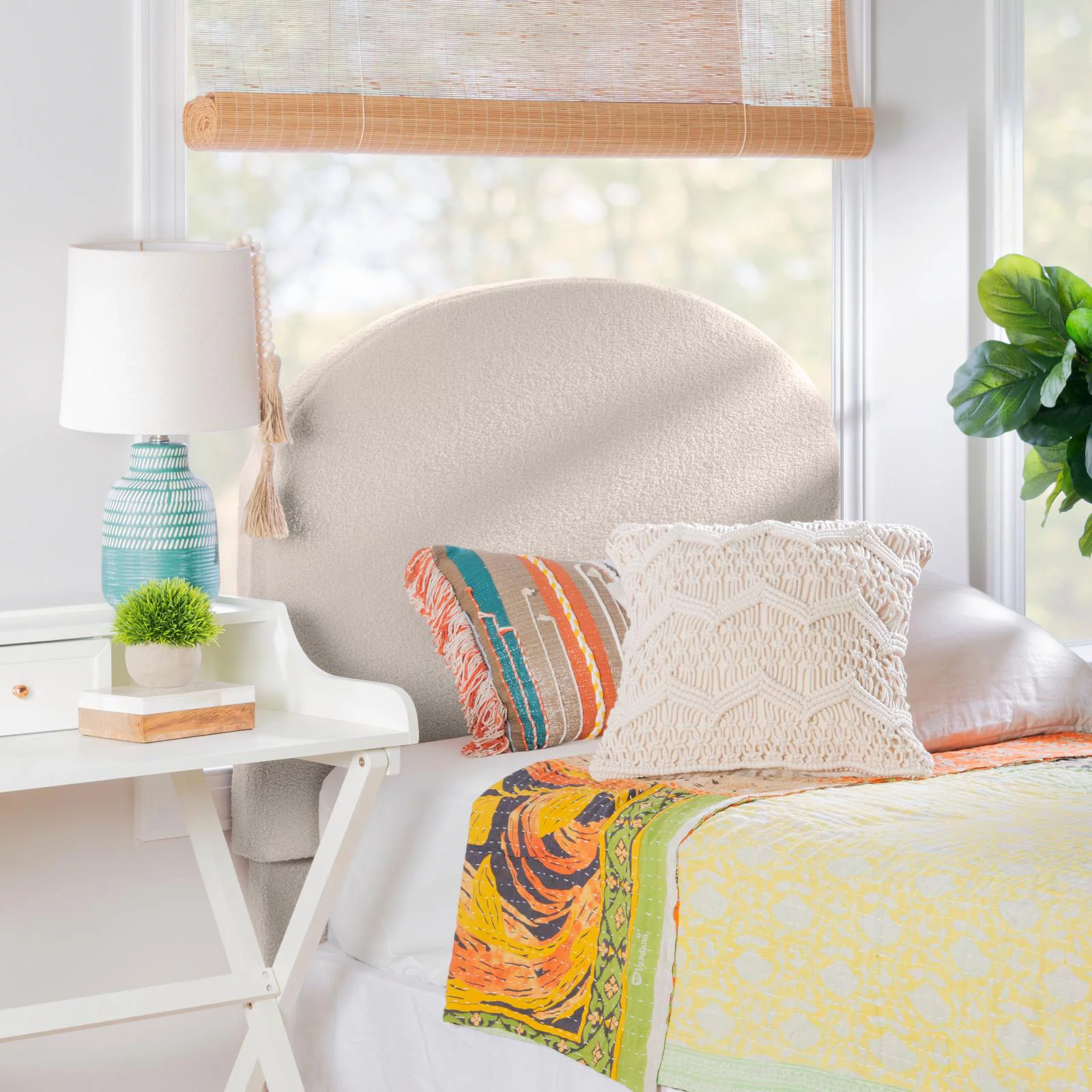 Linon Bressett Rounded Headboard - Natural - Twin