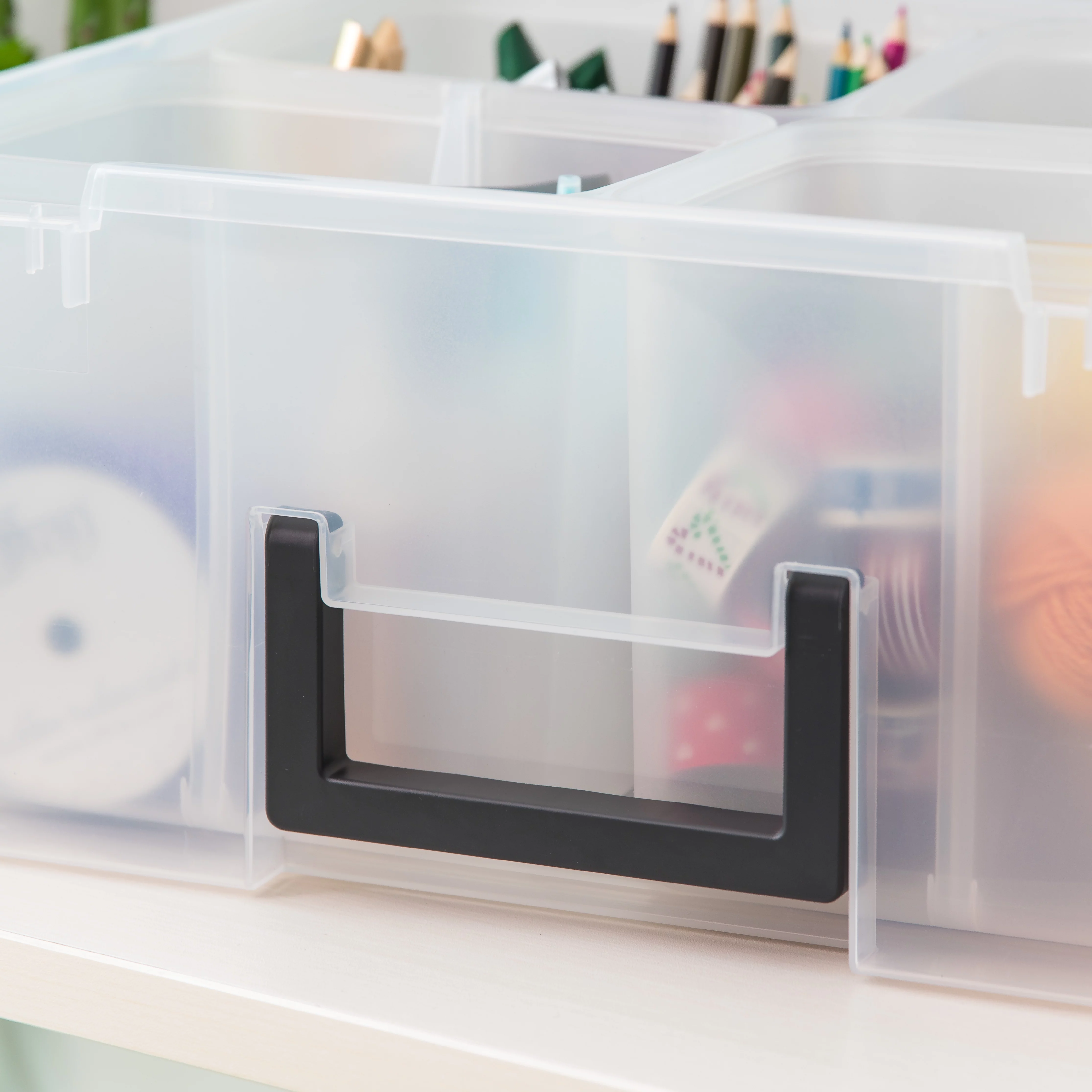 IRIS USA, Divided Craft Bin, 2 Pack, Clear