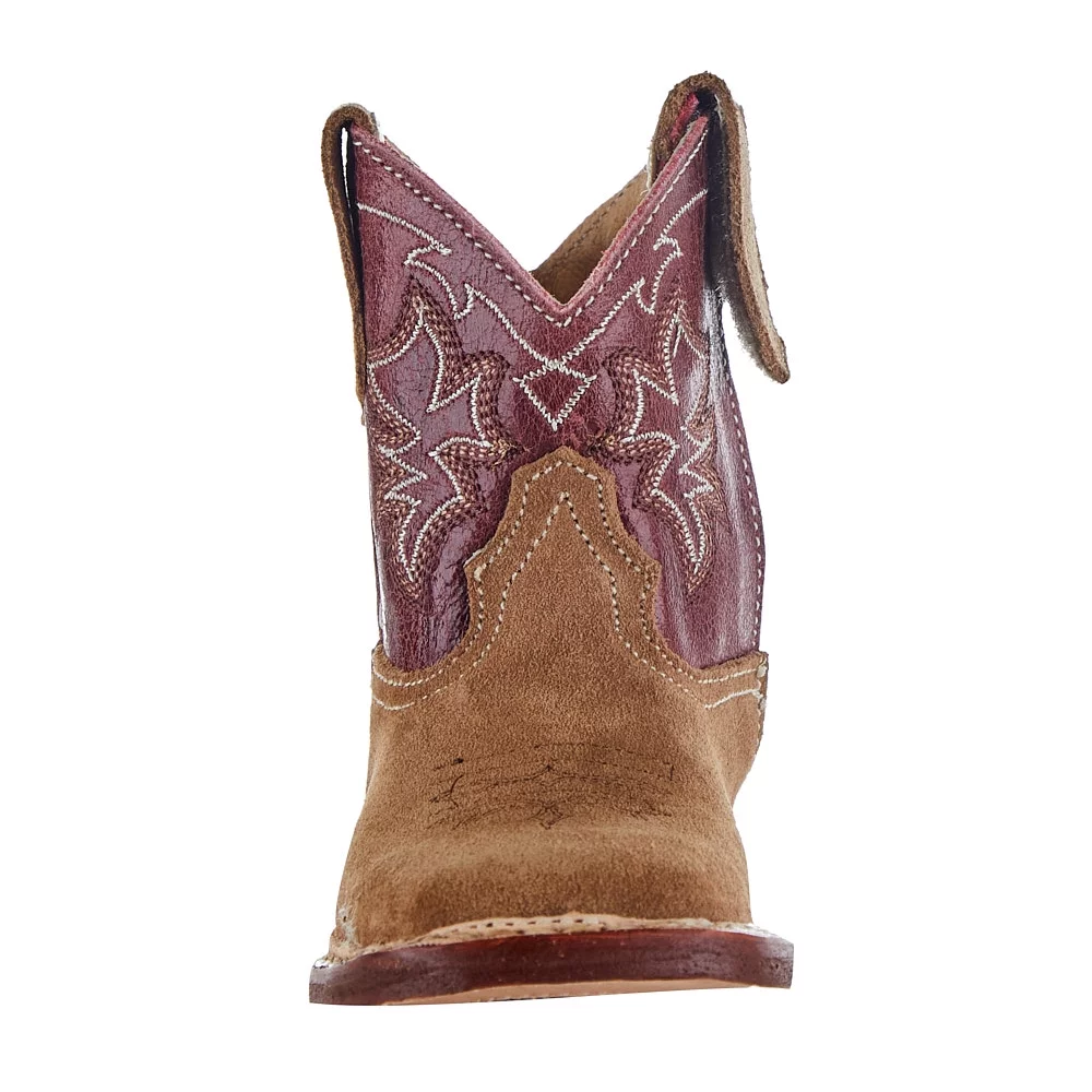 Roper Footwear Boys NRS Exclusive Infant  Suede Vamp Red Shaft Boot 4 Tan