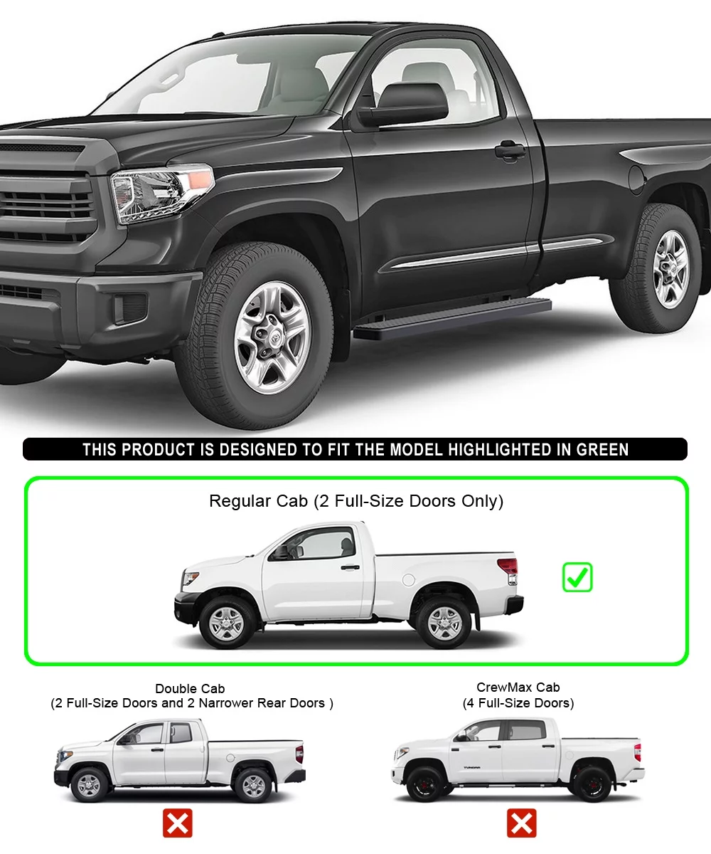 APS iBoard Running Boards 5 inches Matte Black Compatible with Toyota Tundra 2007-2017 Regular Cab (Nerf Bars Side Steps Side Bars)