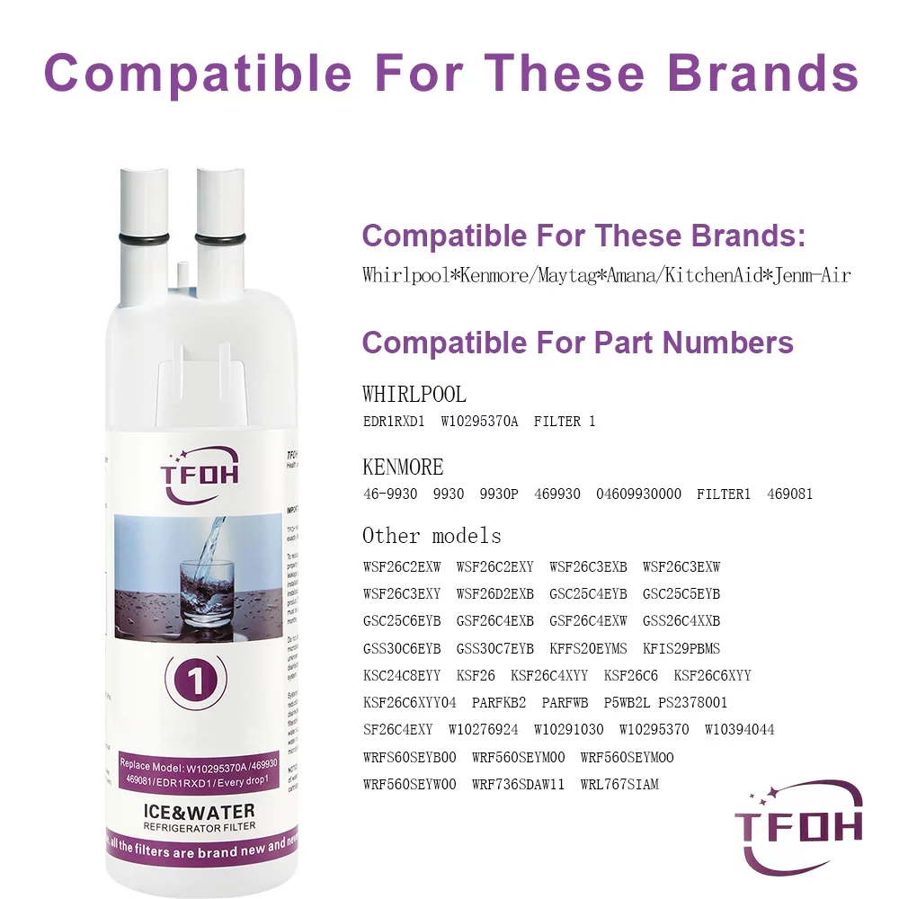 EDR1RXD1 Water Filter Compatible with W10295370A, W10295370, EDRIRXD1B, 9081, 46-9081, 46-9930 , 9930, Replacement For Water Filter 1,EDR1RXD1.(3-Pack)