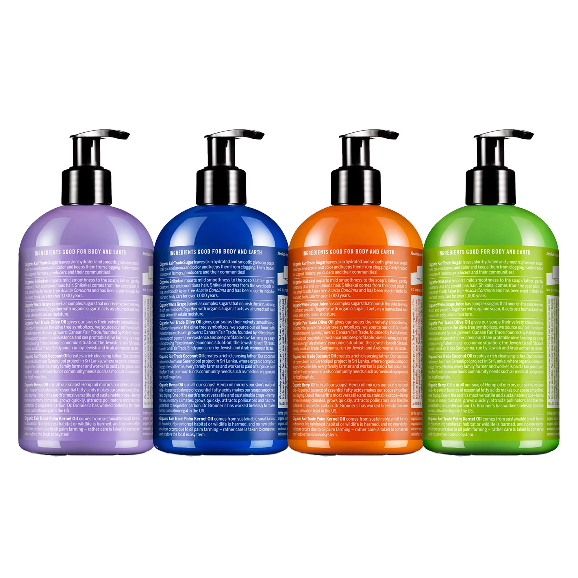 Dr. Bronner,S - Organic Sugar Soap (12 Oz Variety Pack) Lavender, Peppermint, Tea Tree, & Lemongrass - Made With Organic Oils, Sugar & Shikakai Powder, 4-In-1 Use: Hands, Body, Face & Hair, Clean.