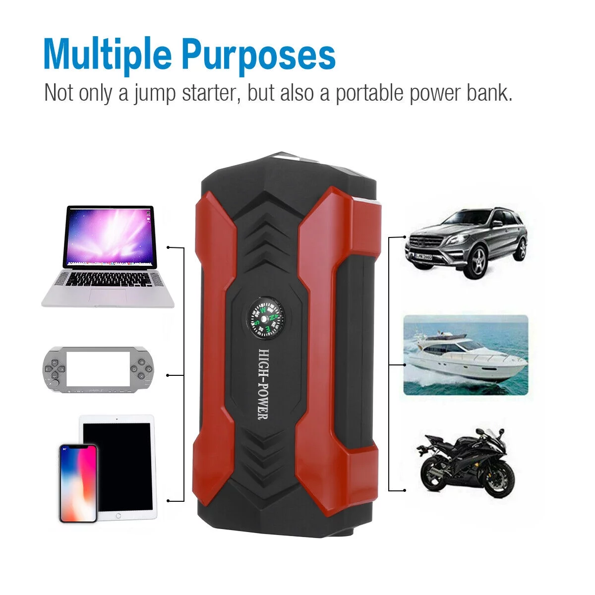 Power Aviator Car Jump Starter, 69800mAh Portable Charger Power Bank with LED Flash Light