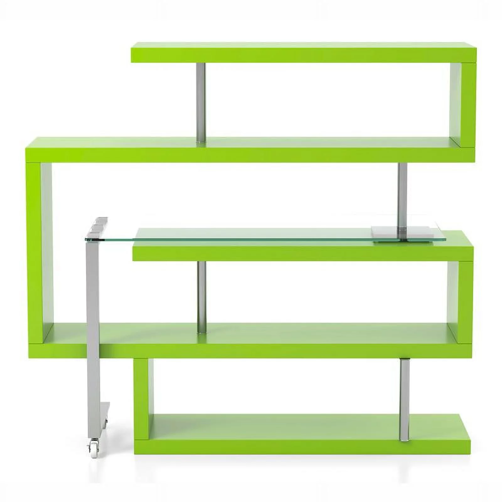 Furniture of America Creema Modern Wood 4-Shelf Bookcase Desk in Green