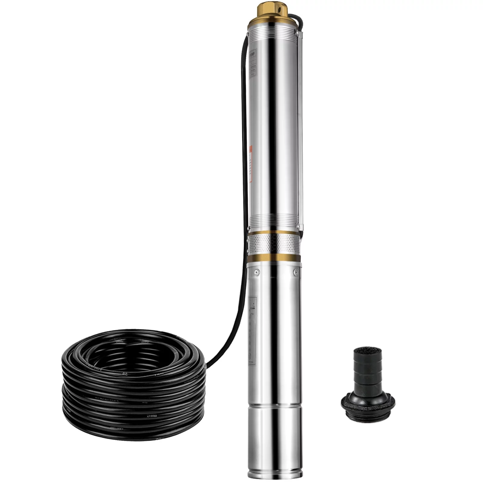 VEVORbrand Deep Well Pump 1 HP Submersible Well Pump 33GPM 220V Deep Well Pump 207ft Head with 32.8ft Cable Water Well Pumps Submersible Stainless Steel for Factories, Farmland, Irrigation