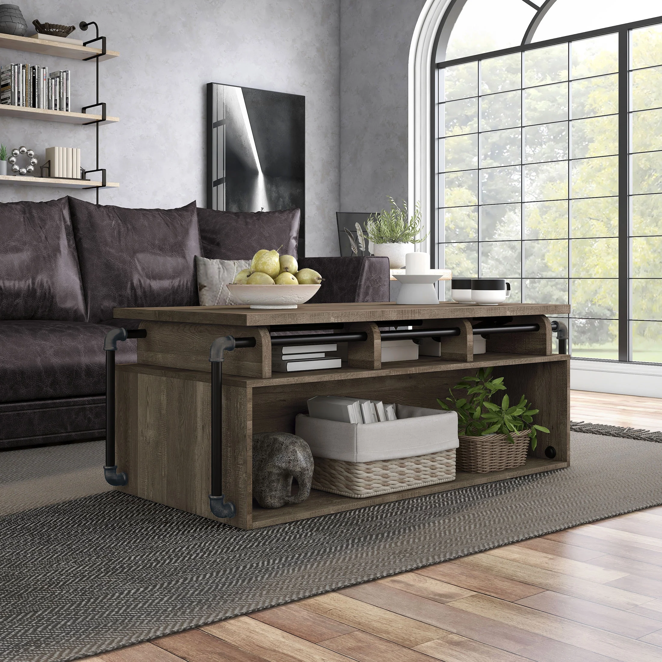 Furniture of America Junis Lift-top Coffee Table, Reclaimed Oak