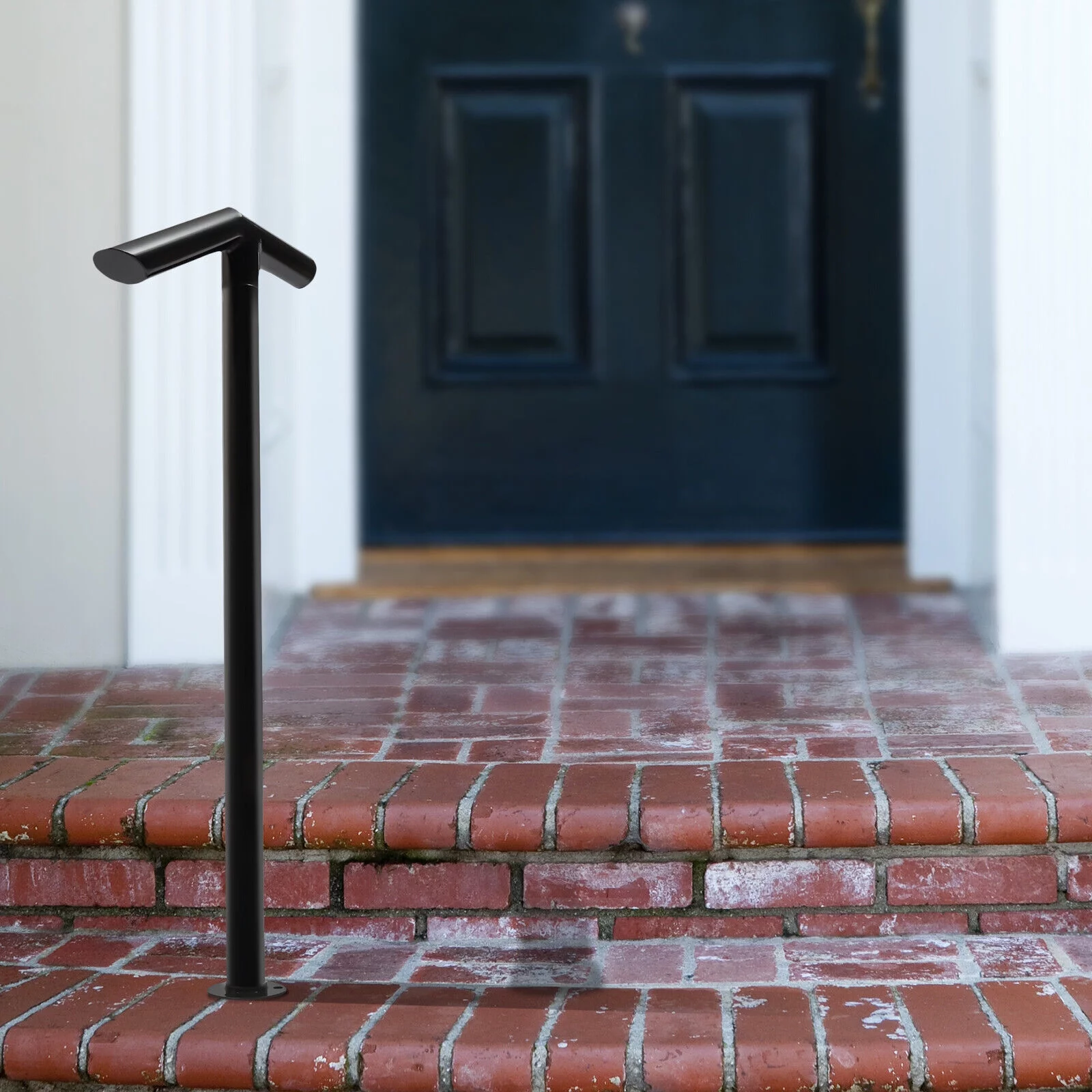 ZhdnBhnos For 1-2 Steps Stair Rail Railing Iron Handrail Kit Single Post Hand Rail Outdoor Garden Porch Post