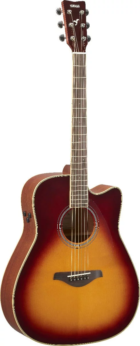 Yamaha FGC-TA TransAcoustic Dreadnought Cutaway Acoustic-Electric Guitar Brown Sunburst