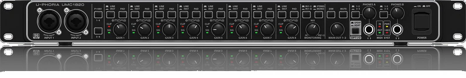 Behringer U-PHORIA UMC1820 Audiophile 18x20, 24-Bit/96 kHz USB Audio/MIDI Interface with MIDAS Mic Preamplifiers