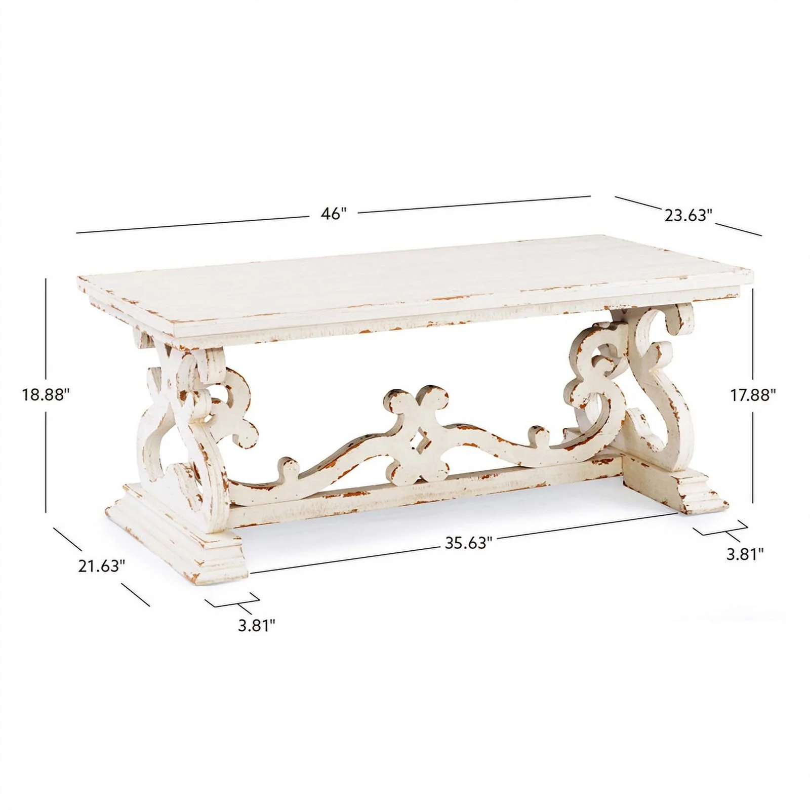 Home Square 2-Piece Set with Coffee Table and End Table in White