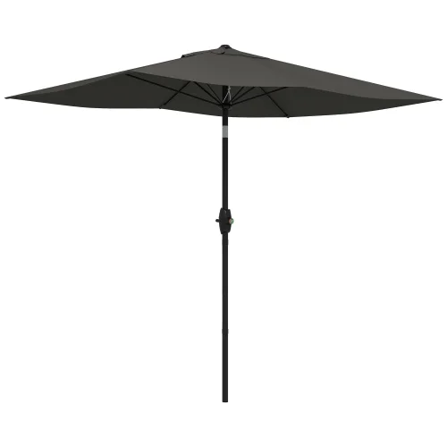 Buumin Outsunny 6.5' x 10' Rectangular Market Umbrella, Patio Outdoor Table Umbrella with Crank and Push Button Tilt, Dark Gray