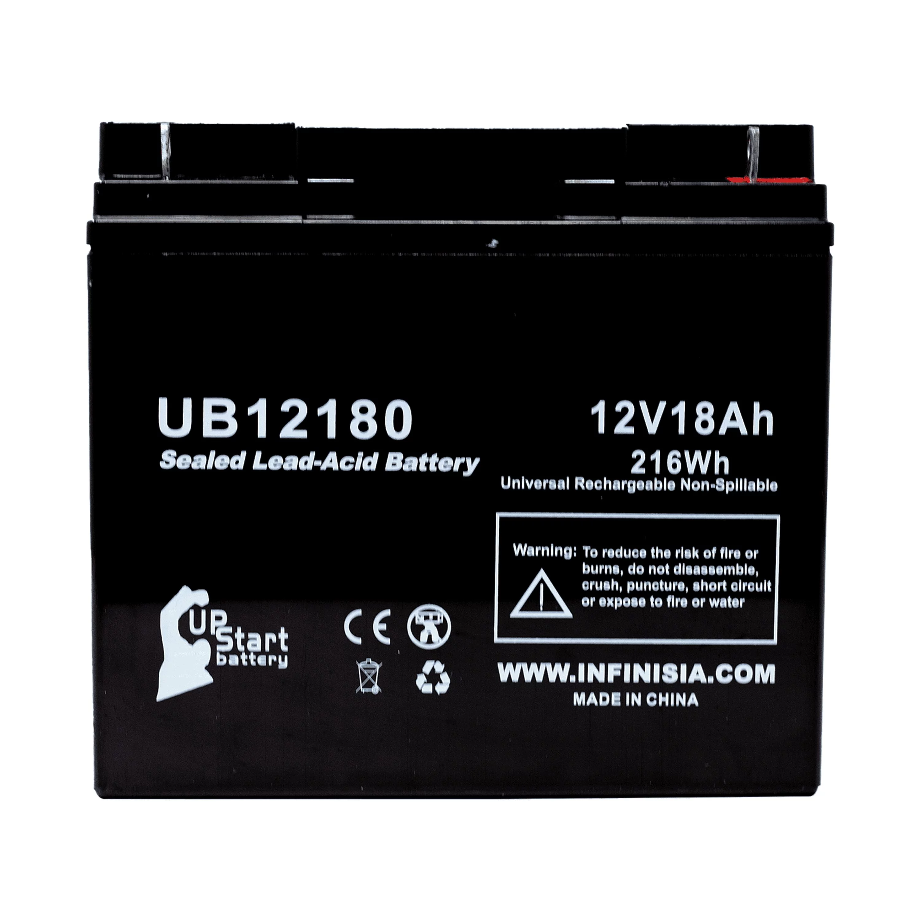 Compatible Golden Technology Alante Jr Battery - Replacement UB12180 Universal Sealed Lead Acid Battery (12V, 18Ah, 18000mAh, T4 Terminal, AGM, SLA)