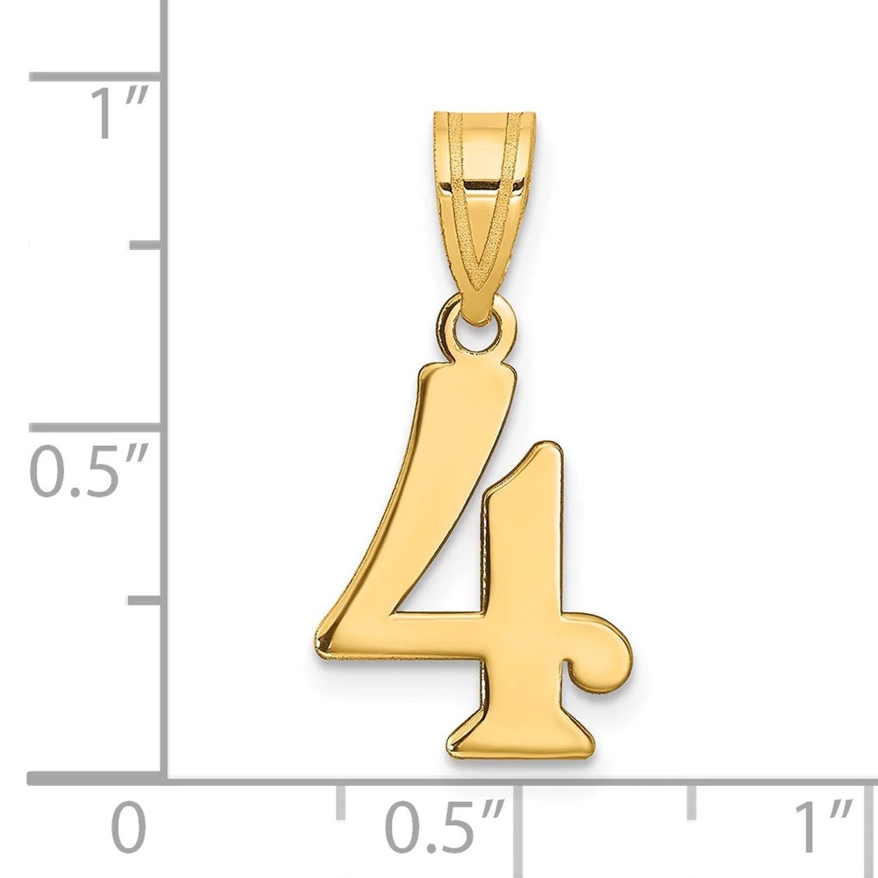 Carat in Karats 14K Yellow Gold Polished Number 4 Pendant Charm (17.04mm x 11.88mm) With 14K Yellow Gold Lightweight Rope Chain Necklace 20''