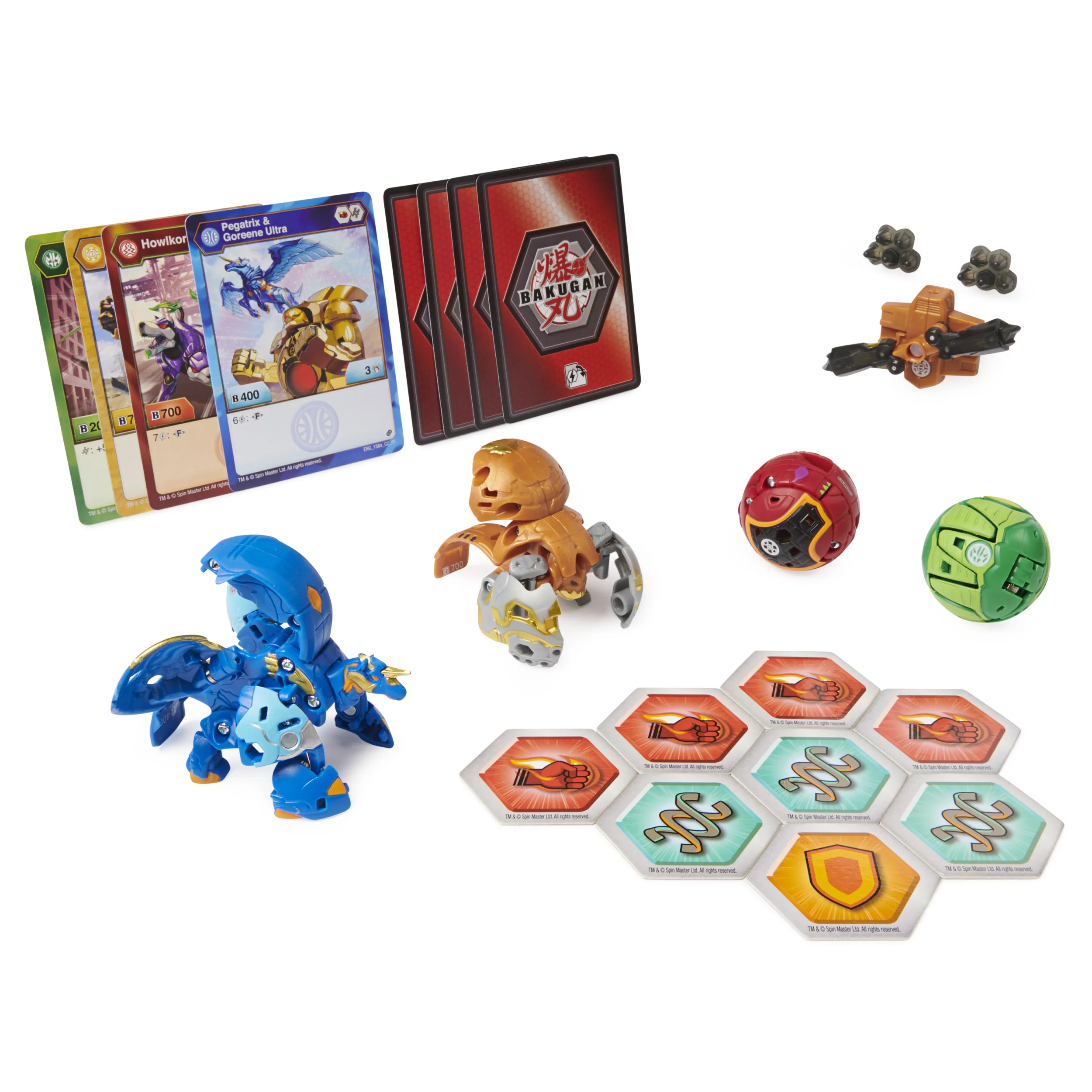 Bakugan Baku-Gear 4-Pack, Tretorous Ultra with Baku-Gear and Fused Pegatrix x Goreene Ultra Collectible Action Figures