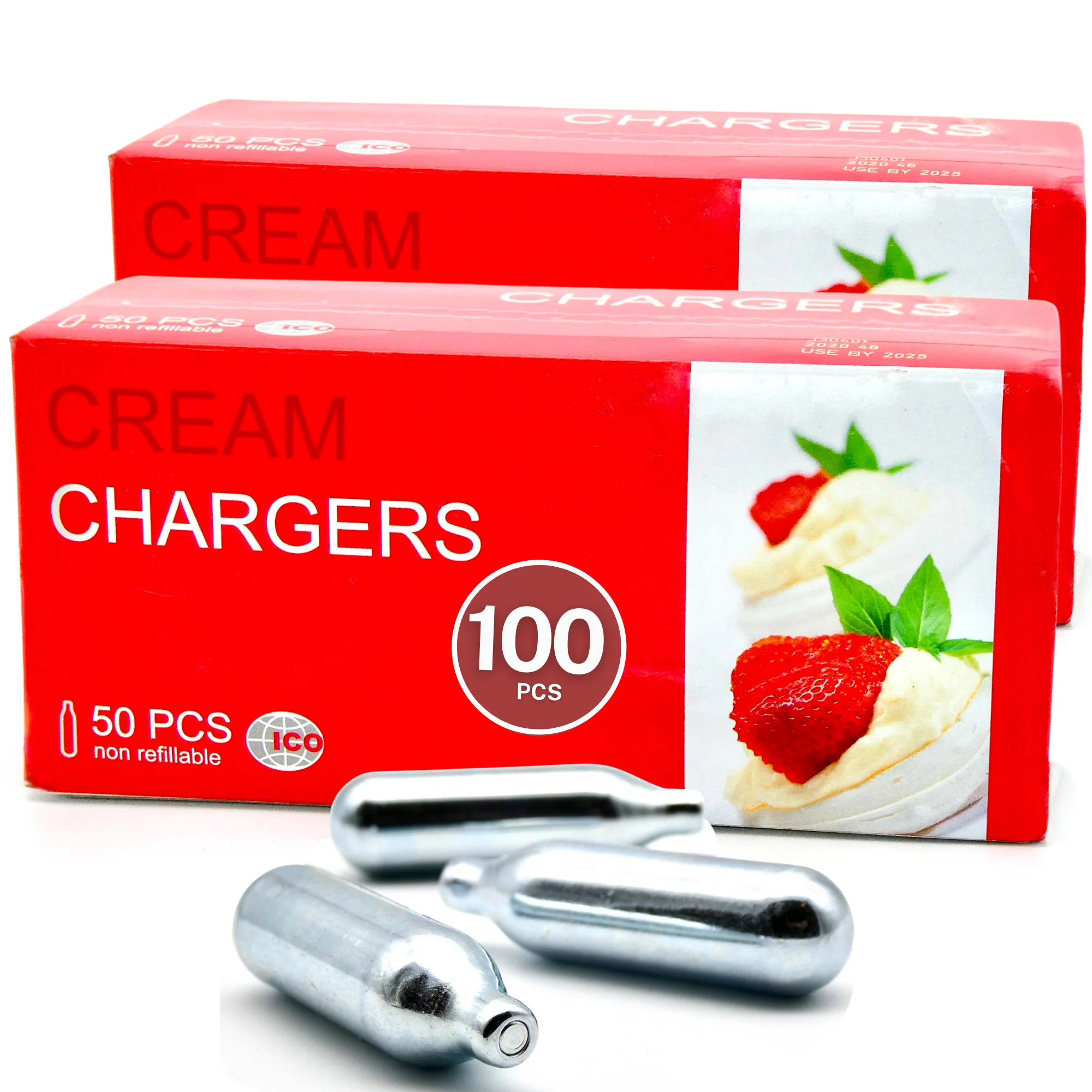 ICO 8g N20 Whipped Cream Chargers, 100 Count