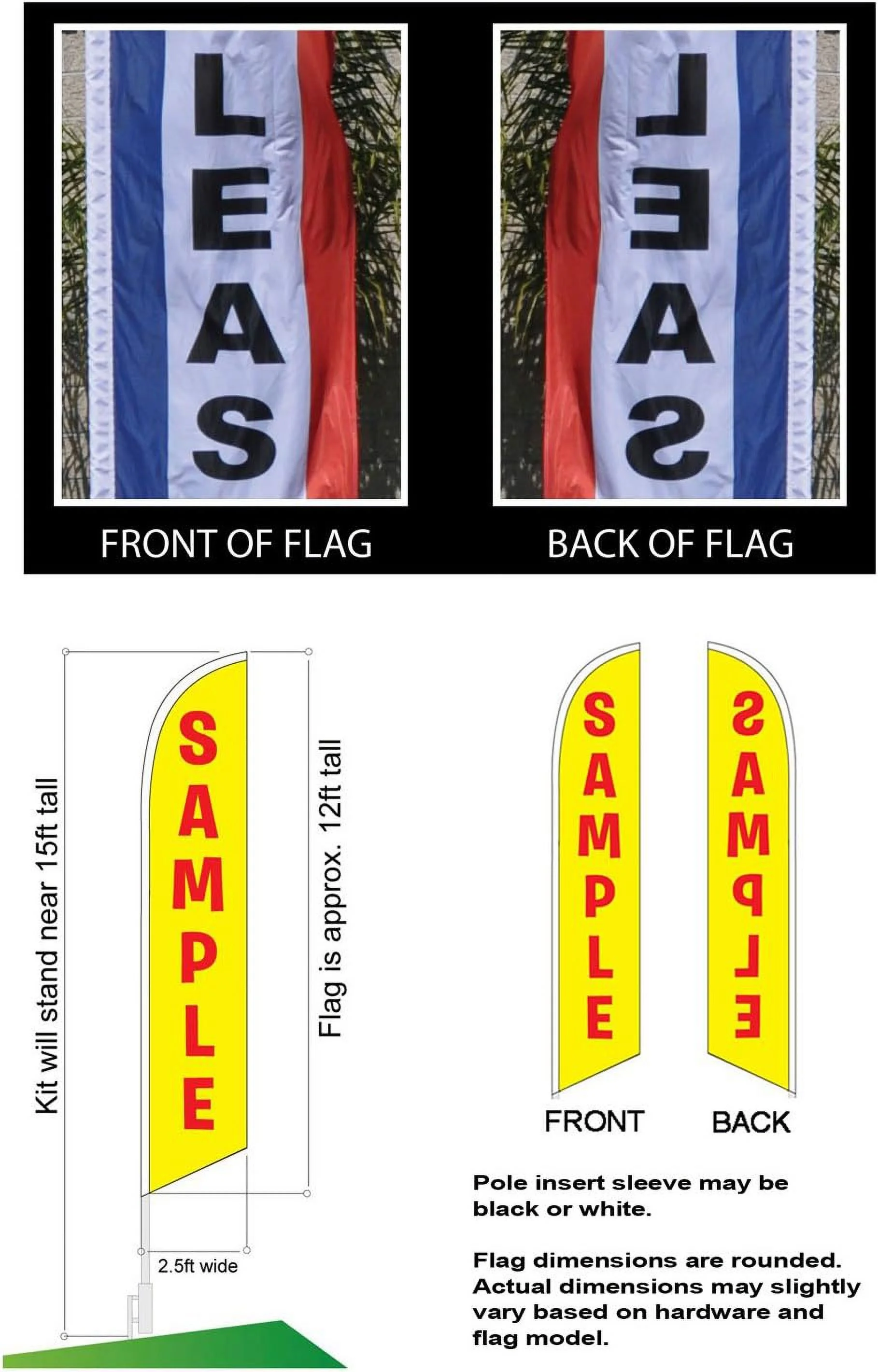 Auto Repair Advertising Feather Banner Swooper Flag Sign With Flag Pole Kit And Ground Stake, Red Yellow