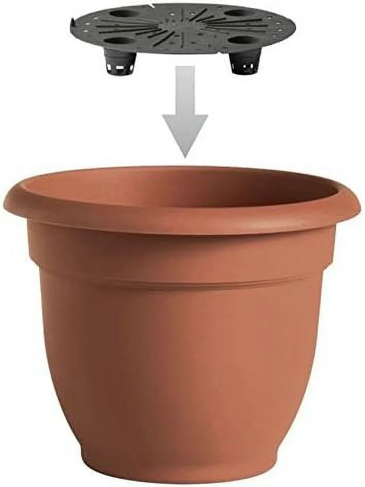 Ariana Planter, Plastic, Self-Watering, Bell Shape, Terra Cotta, 12-In.