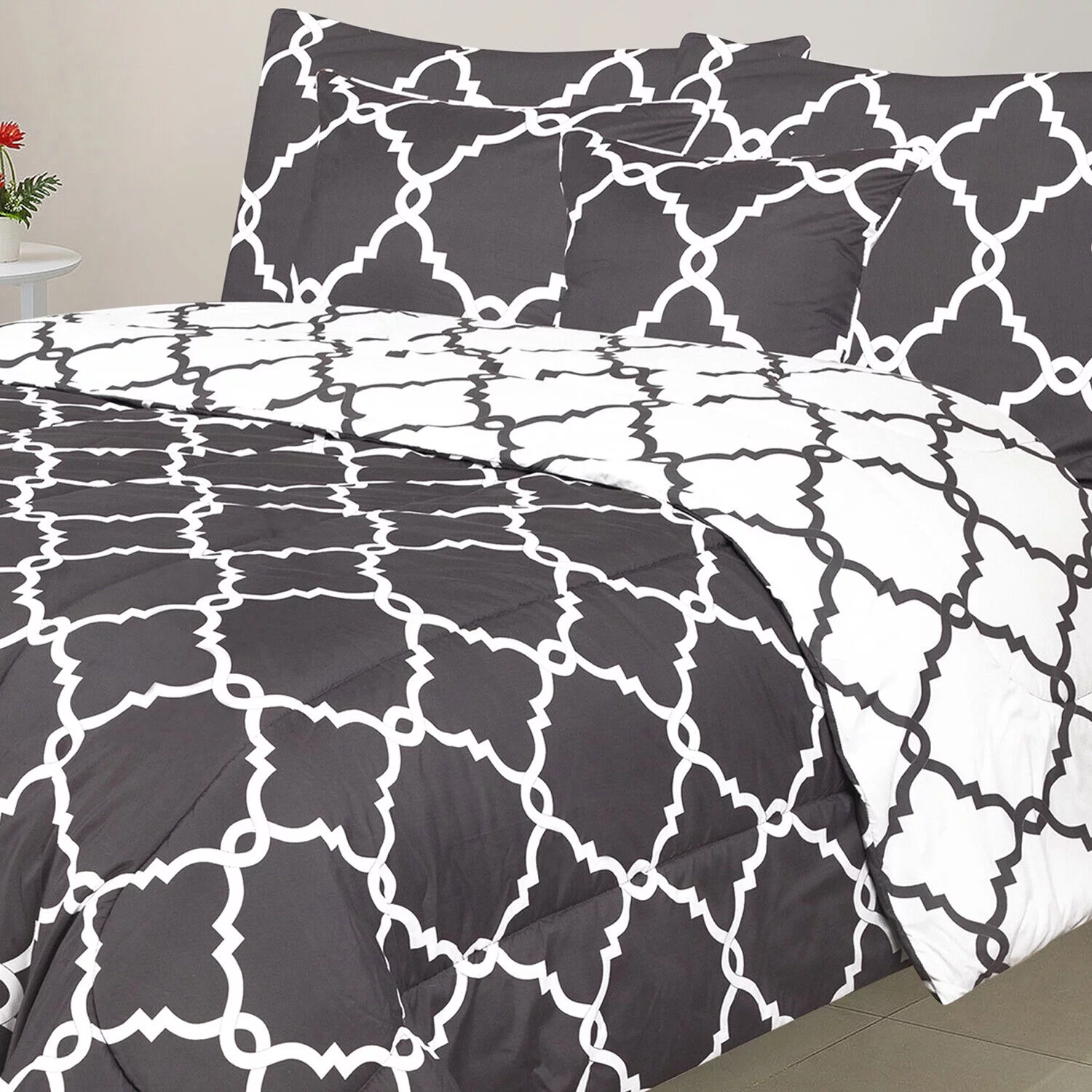 5 Piece Reversible Comforter Set Ultra Soft Duvet Insert Microfiber Comforters