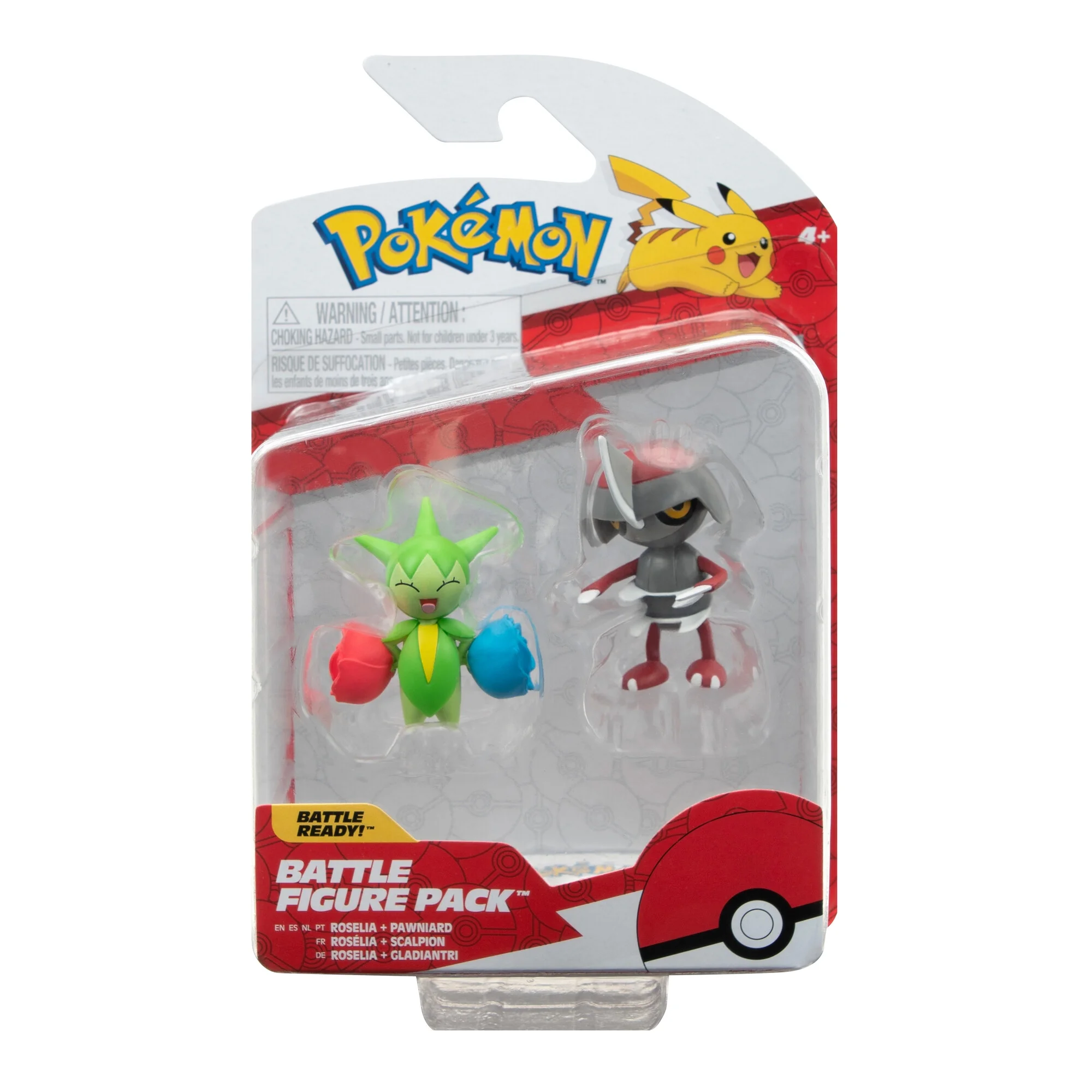 Pokemon Battle Figure 2 Pack - Features 2 inch Pawniard & Roselia